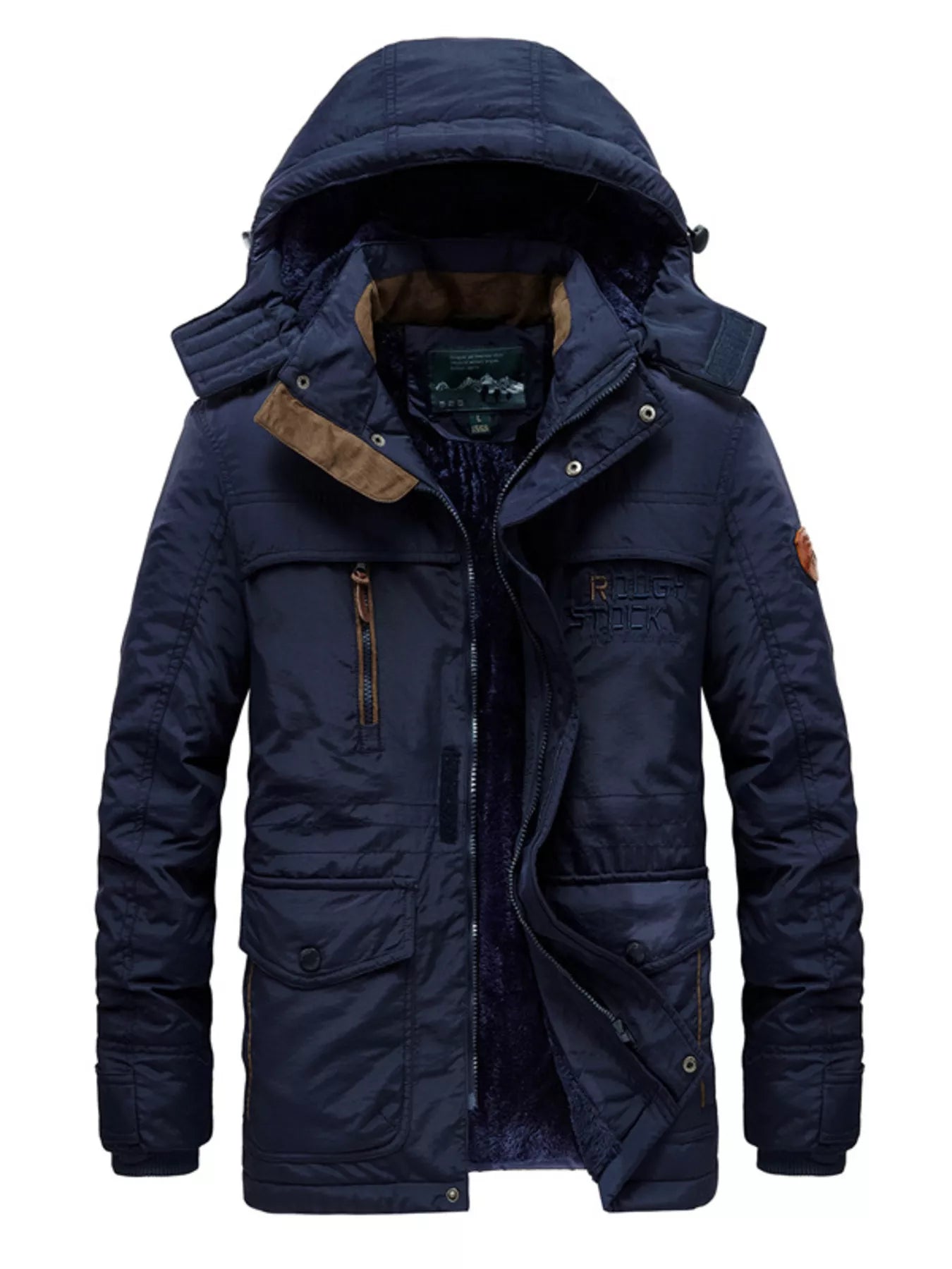 Men's Plus Size Zip Up Hooded Parka Coat