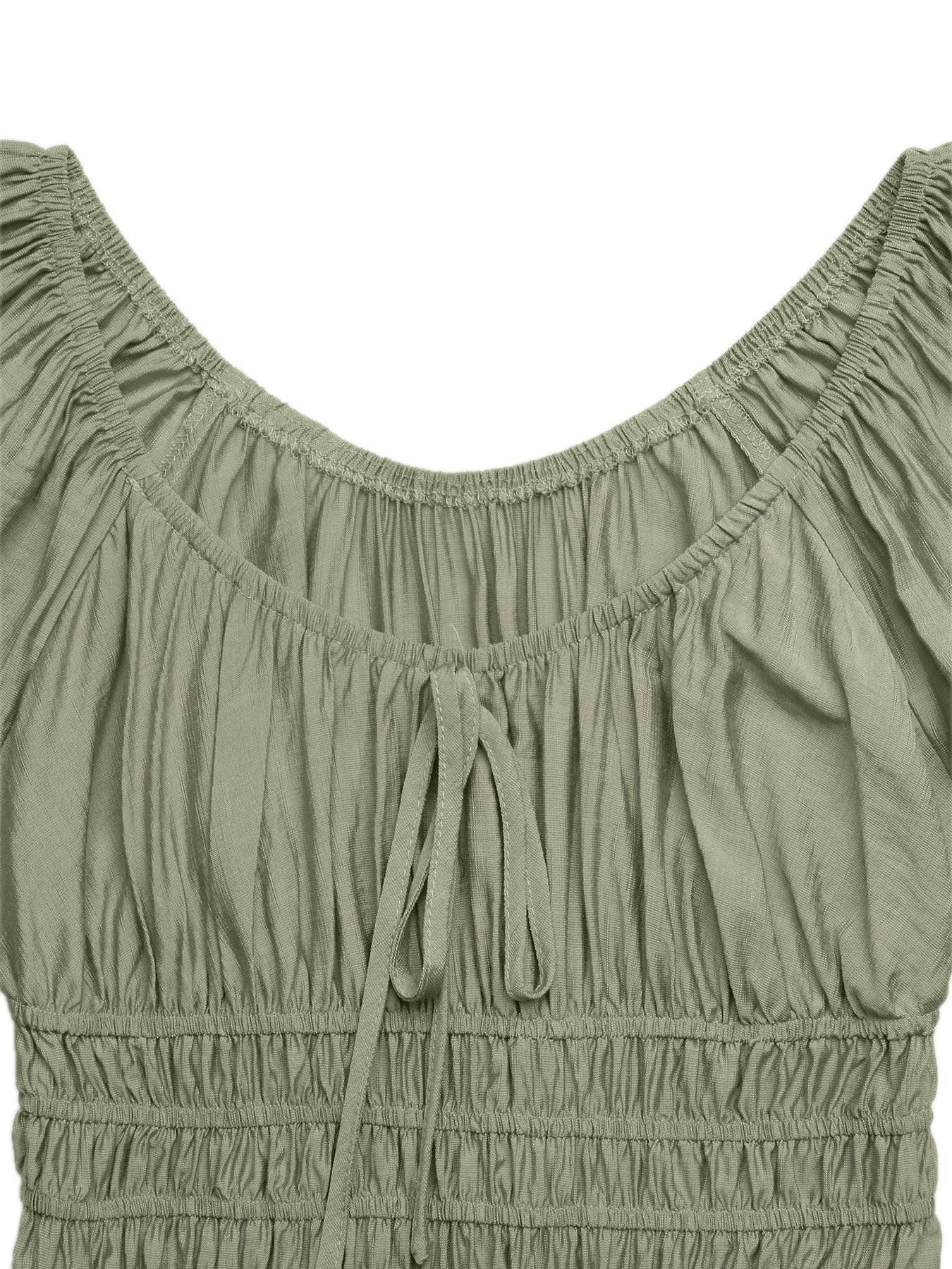 Smocked Waist Puff Sleeve Maxi Dress
