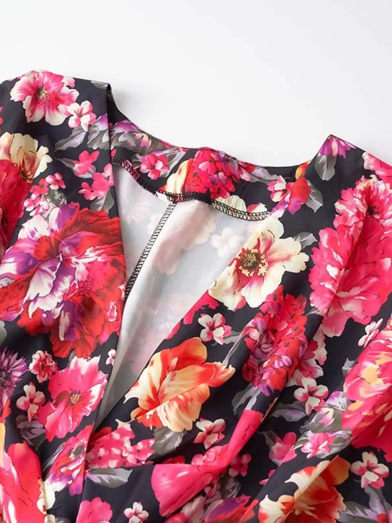 Floral Print Layered Ruffle Hem Mini Dress