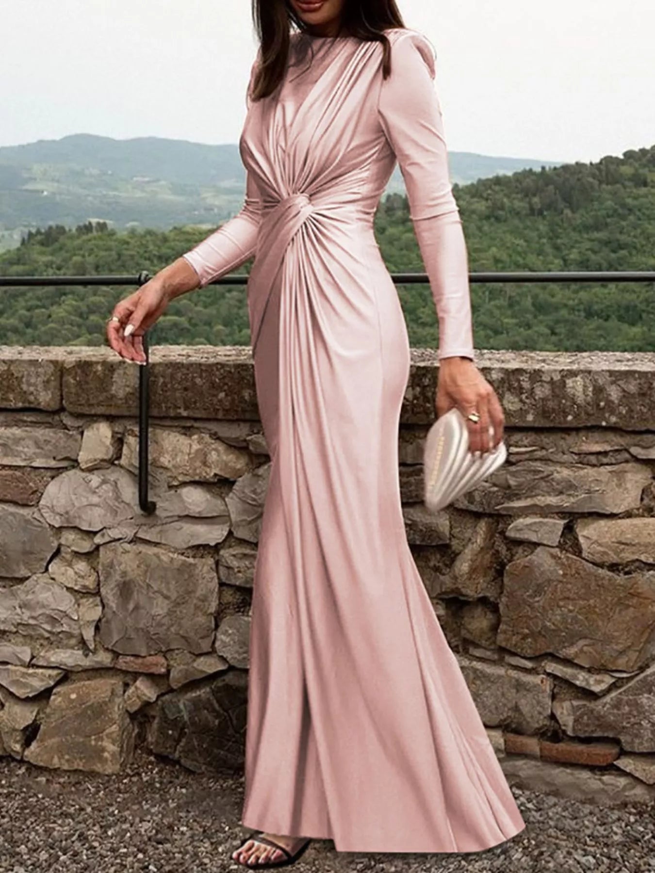 Twisted Long Sleeve Maxi Dress