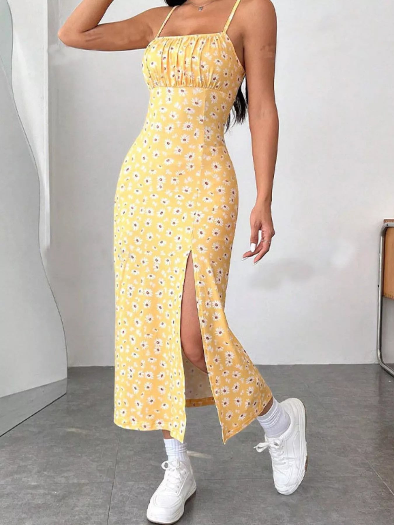 Slit Spaghetti Strap Midi Dress