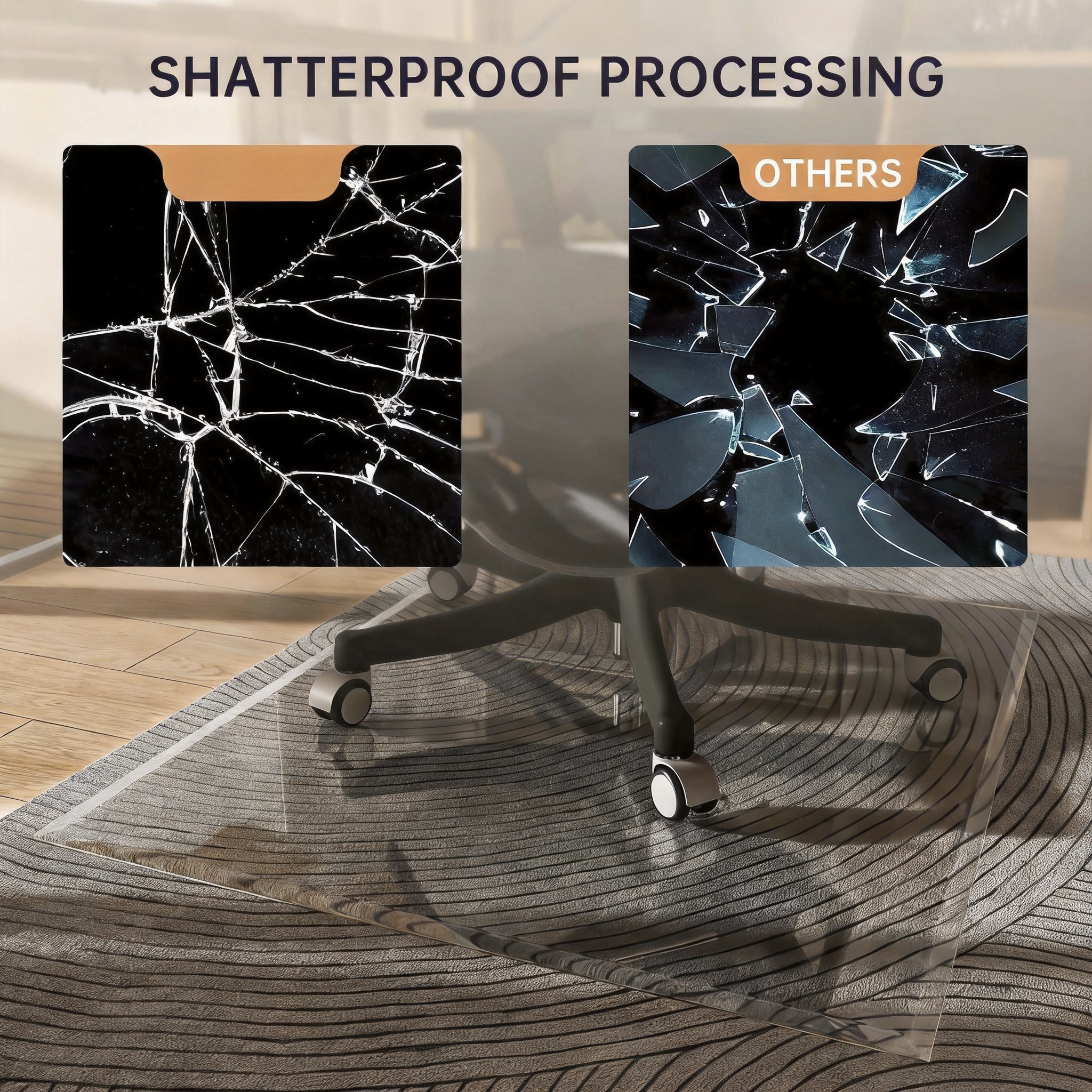 Tempered Glass 36 x 36 Inch Beveled Edge Office Chair Mat