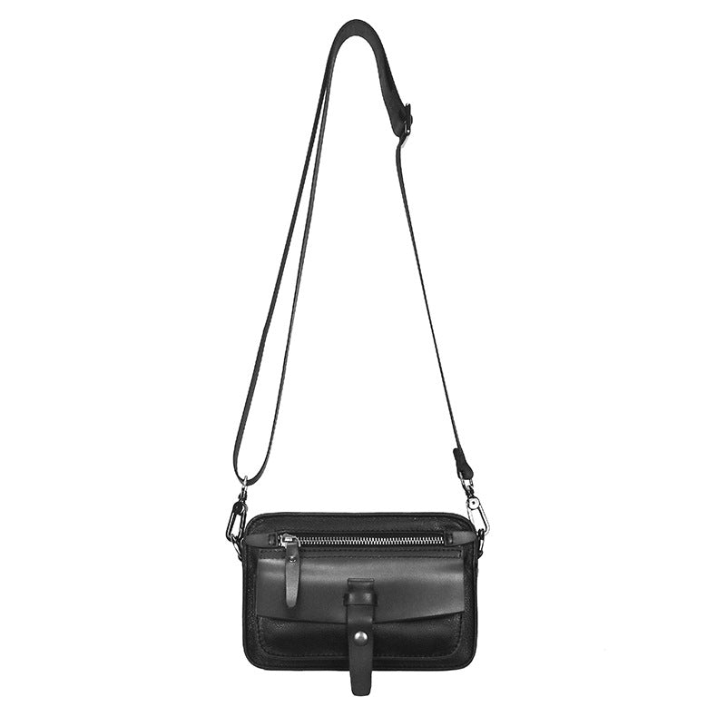 Mens Multi-Use Small Shoulder Bag Made From Full-Grain Cowhide Leather