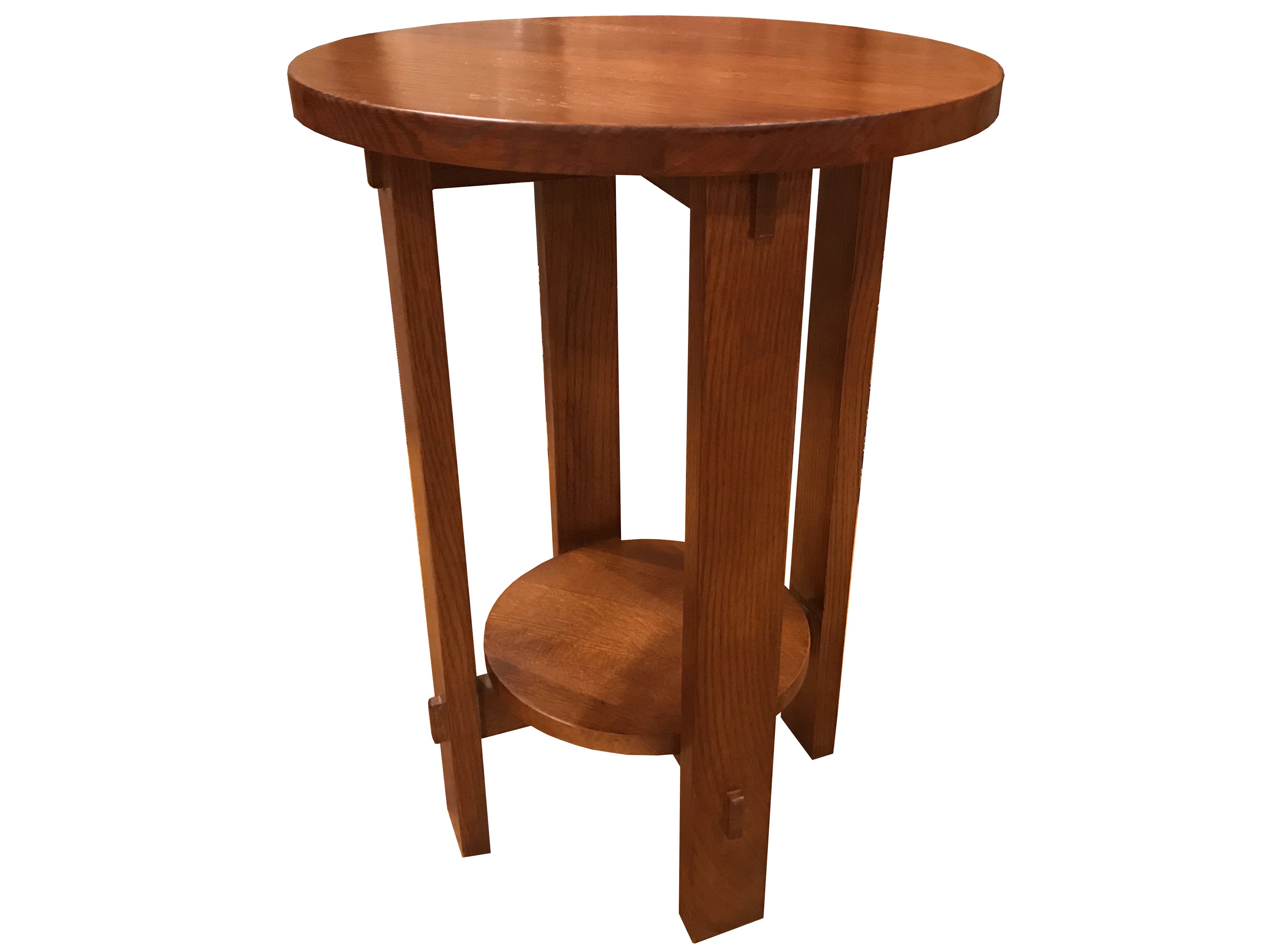 Mission Style Oak Round End Table - Michael's Cherry