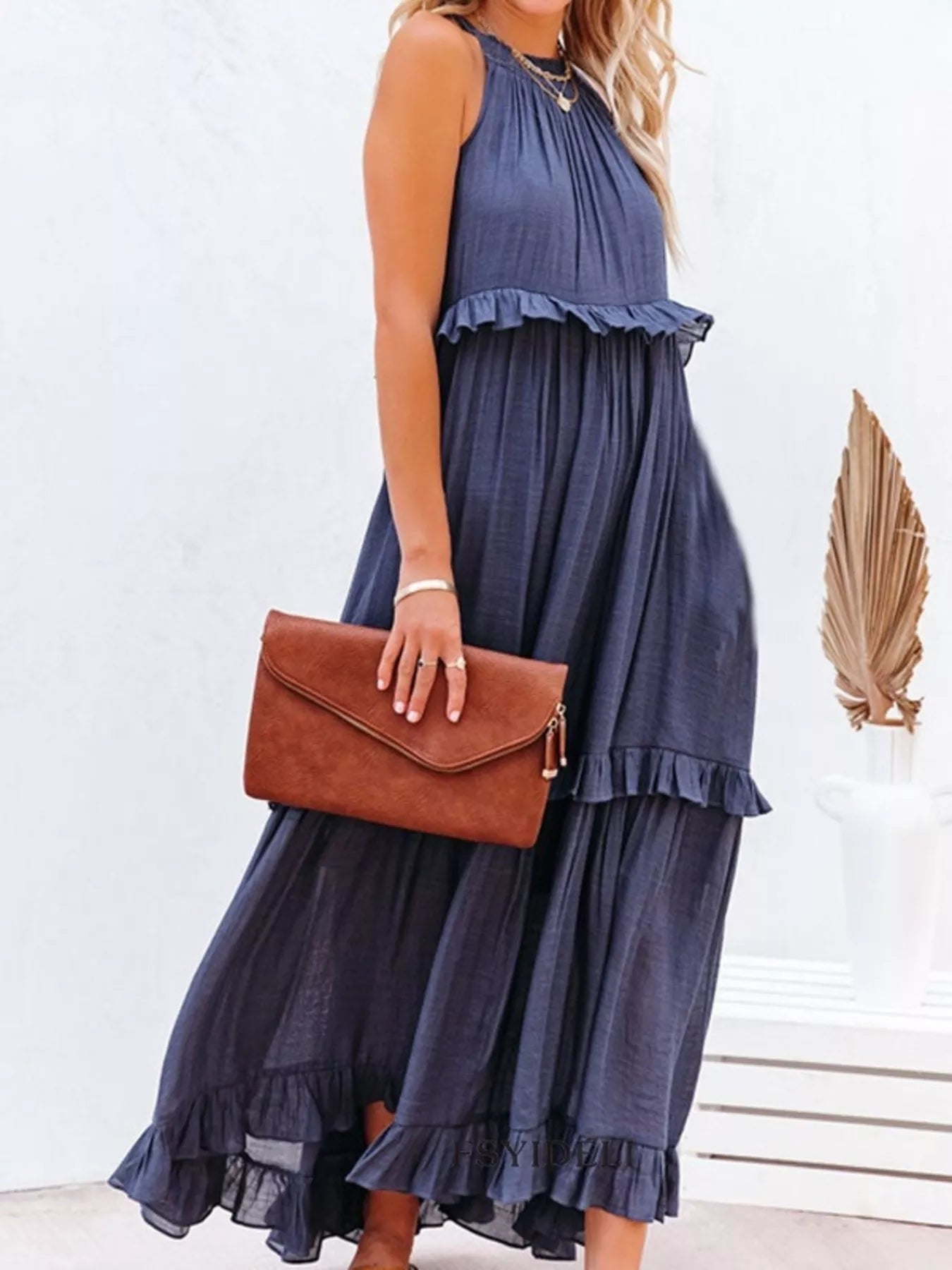 Ruffled Tiered Sleeveless Maxi Dress