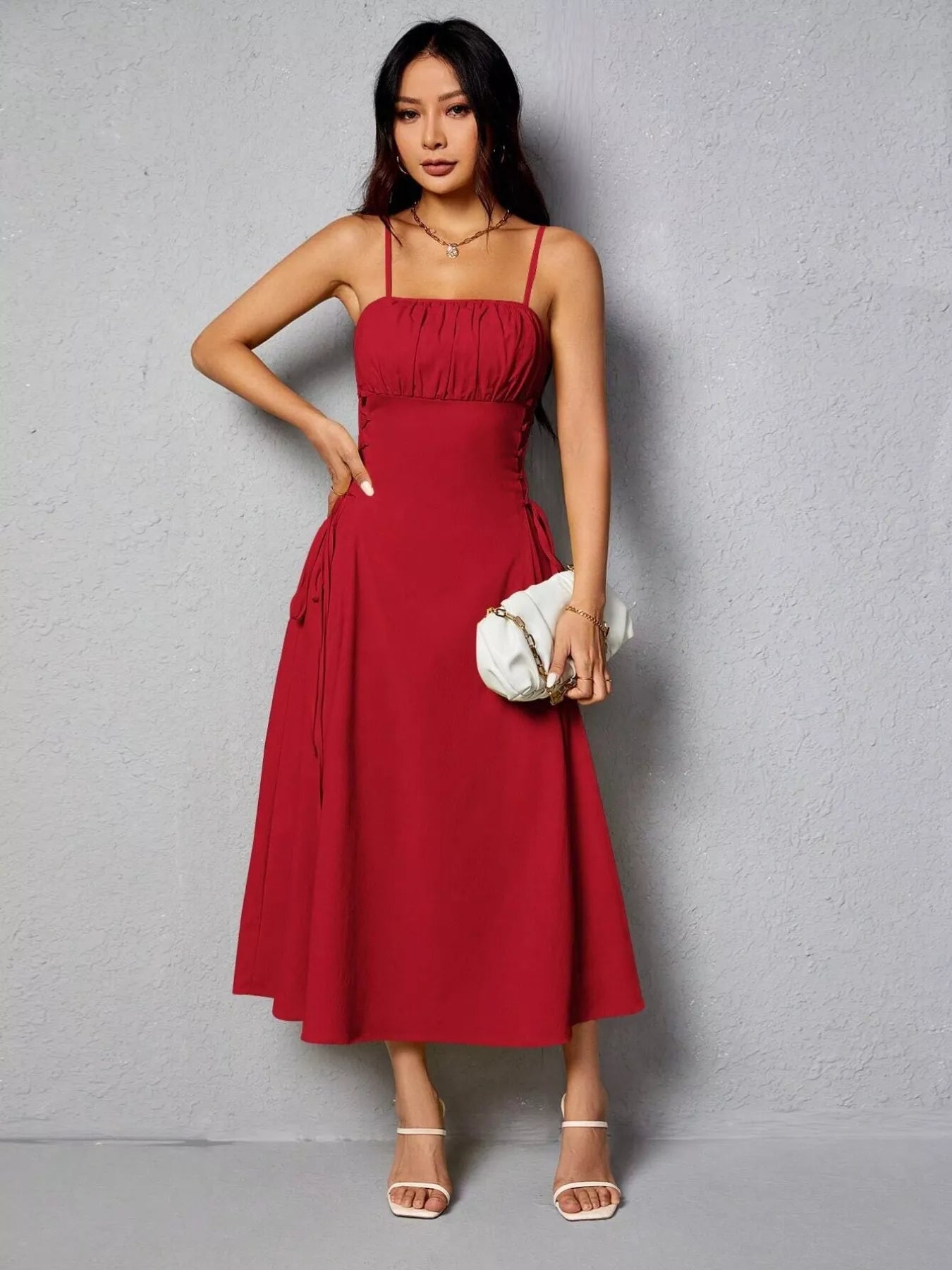 Lace-Up Side A-Line Cami Dress