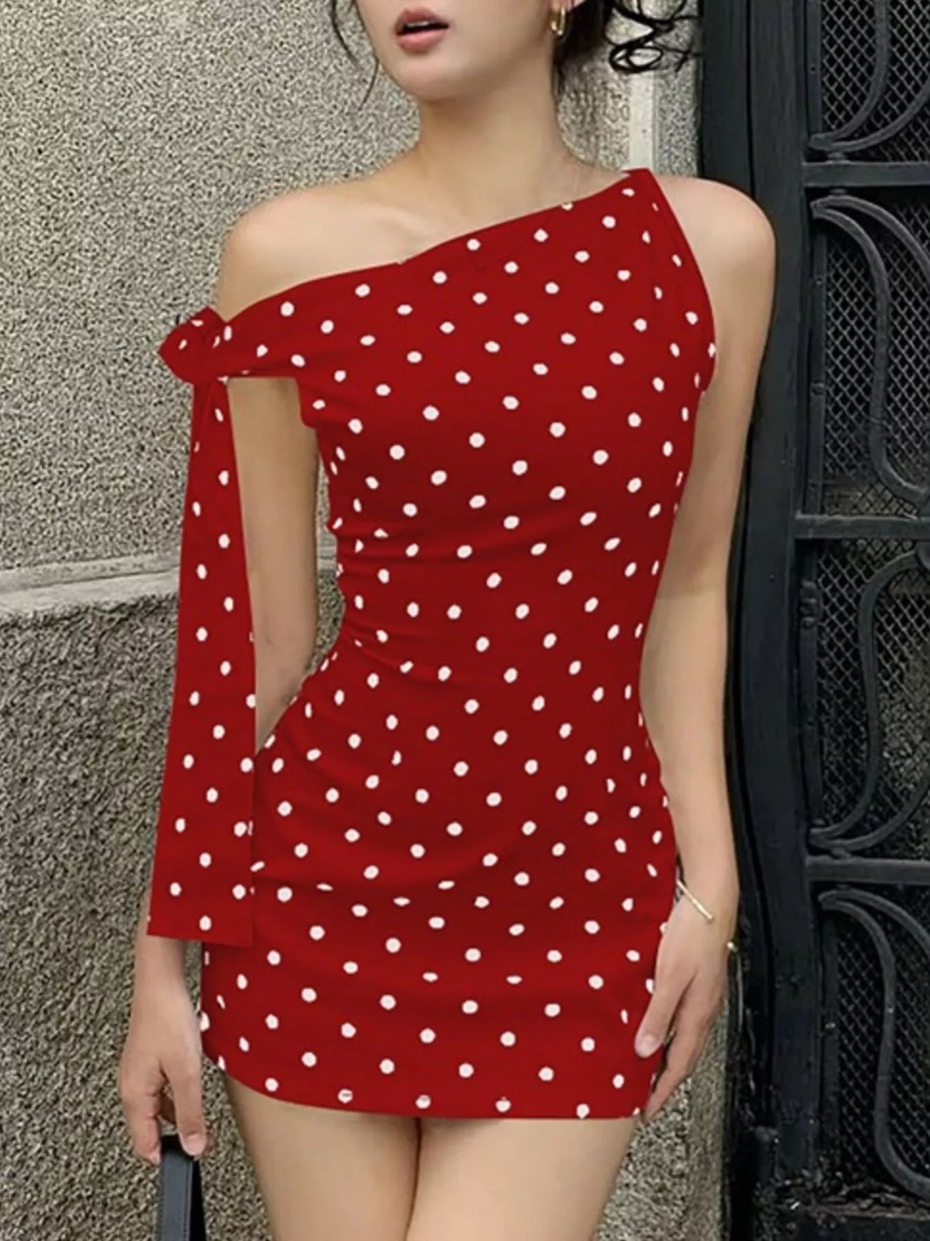Polka Dot Sleeveless Mini Dress with Bow Accents