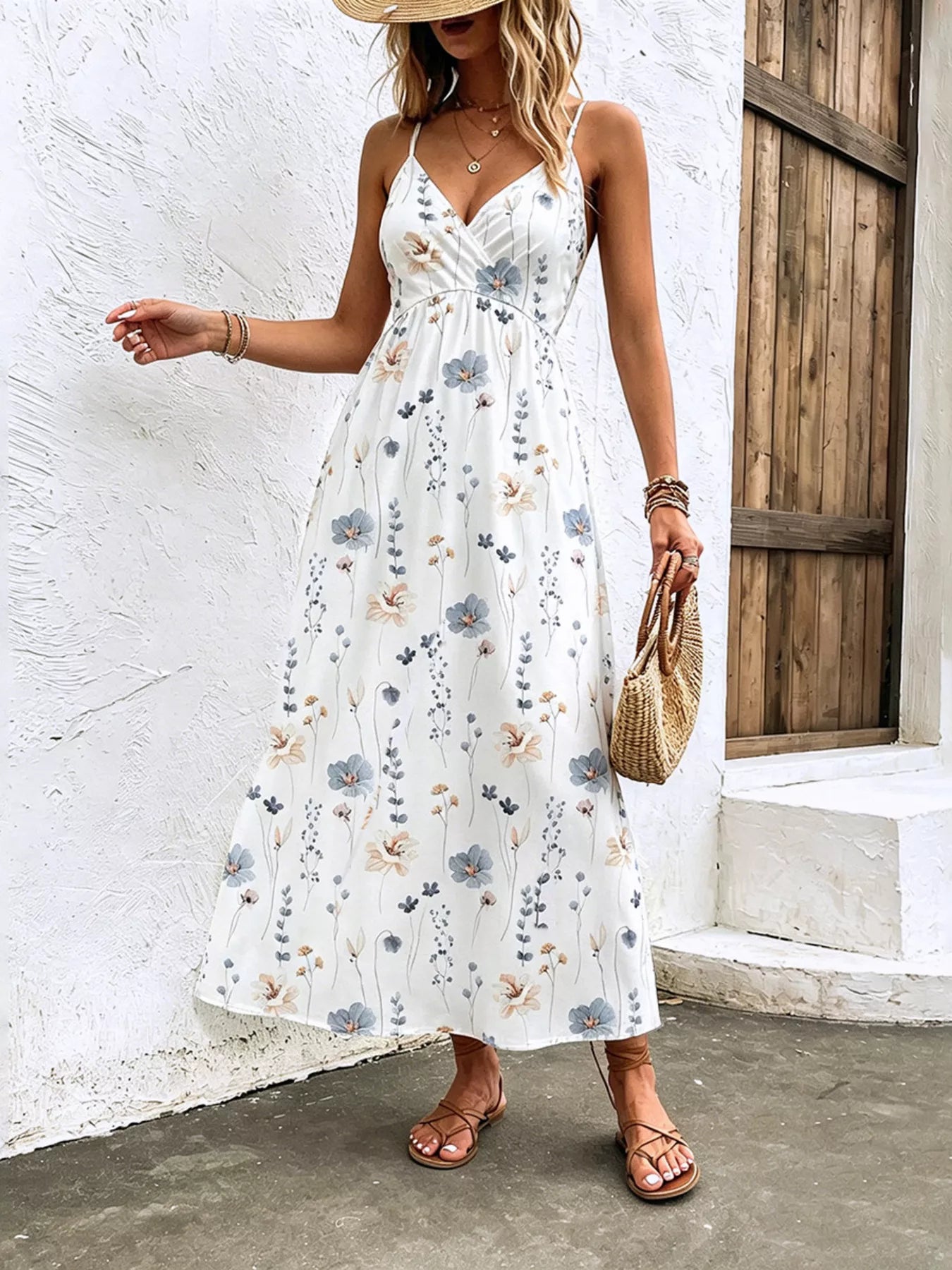 Floral Print Spaghetti Strap Midi Dress