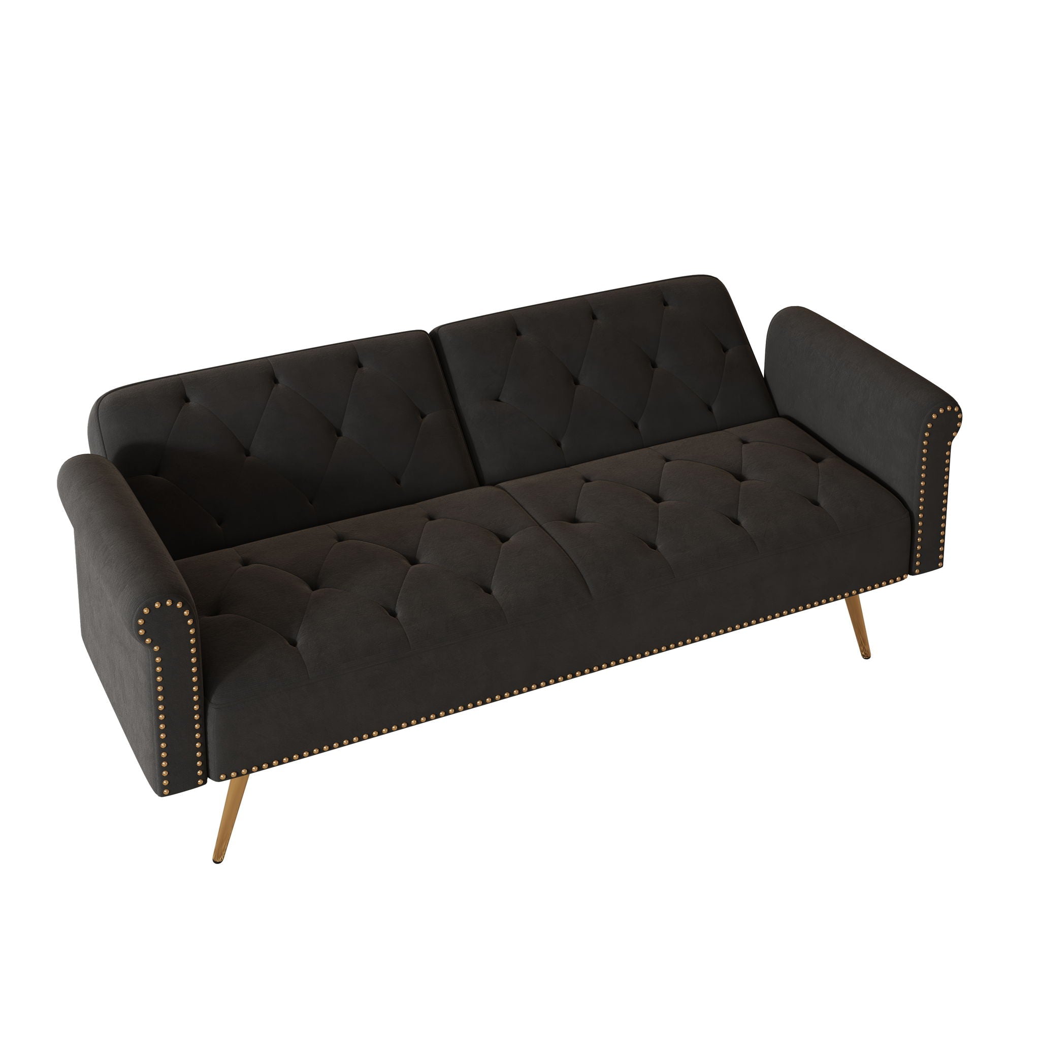 Luxurious Sofa Bed With Nail Head Trim And Matching Pillow