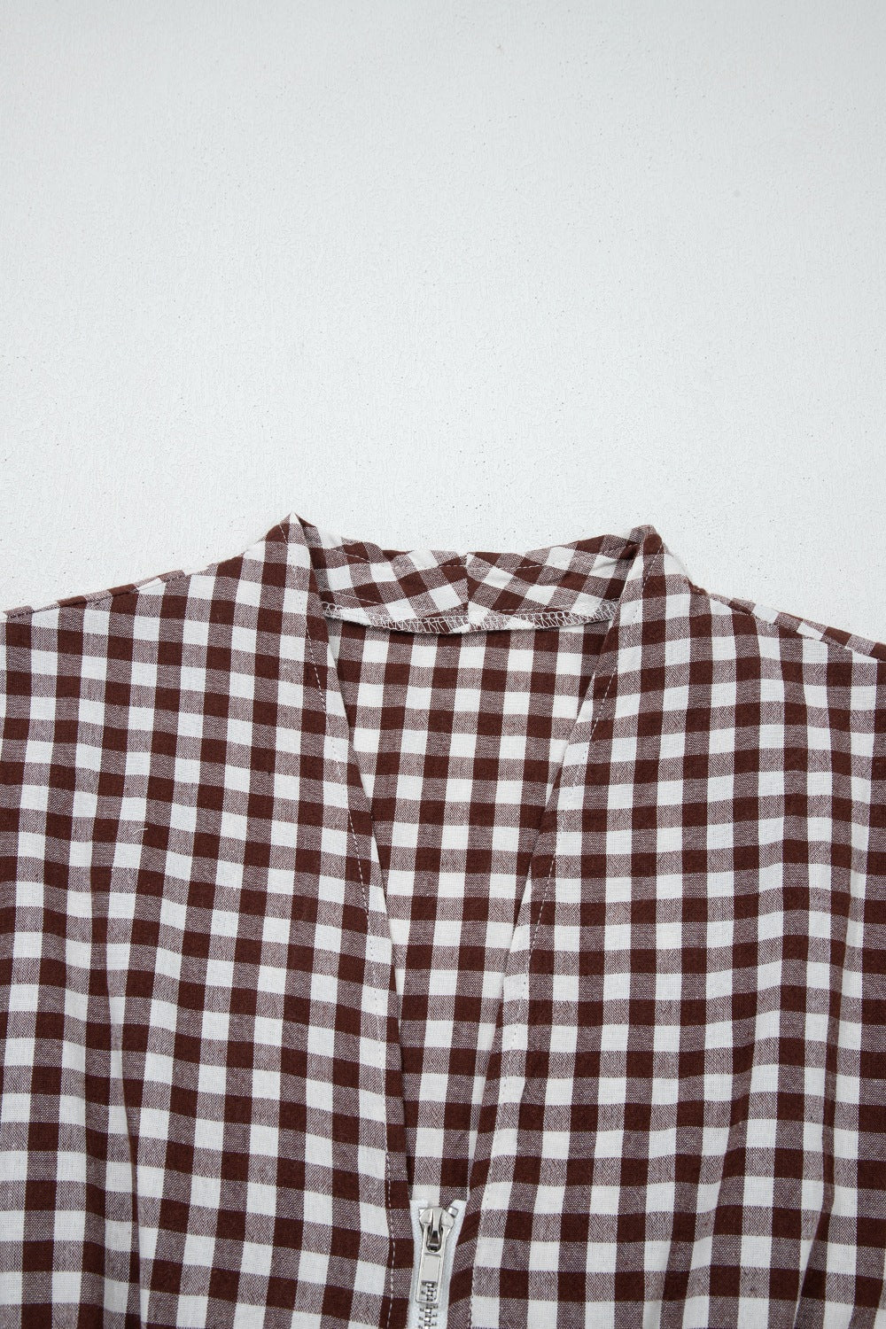 Gingham Zip-Front Midi Dress