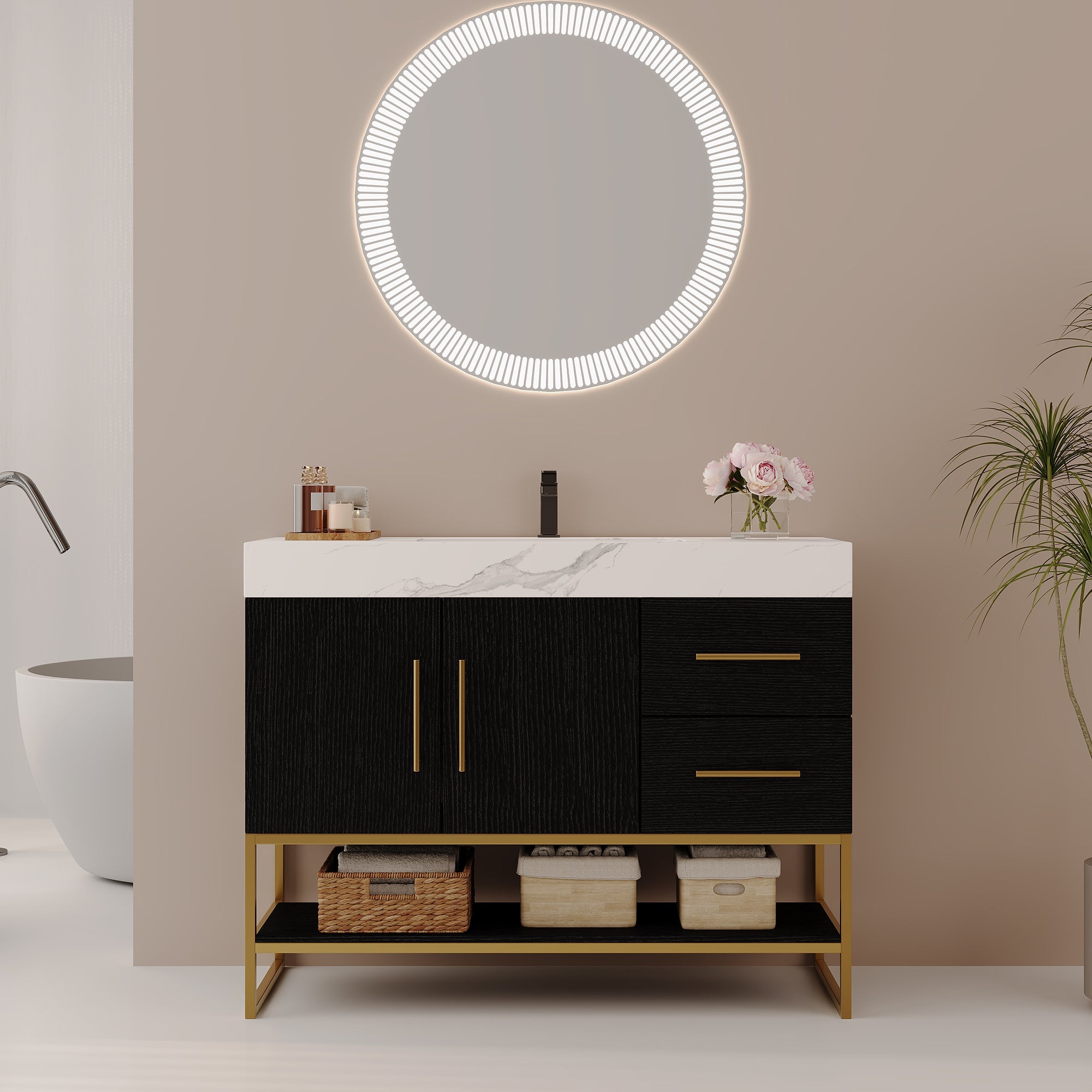 36" Modern Free-Standing Bathroom Vanity with Seamless Sink