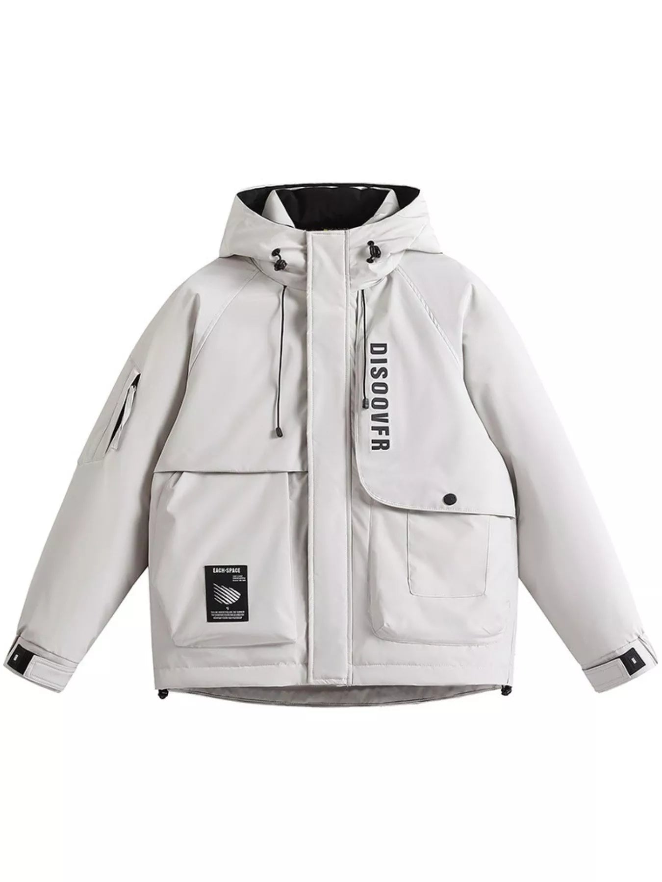 Men's Plus Size Adjustable Hooded Parka Jacket with Multiple Pockets