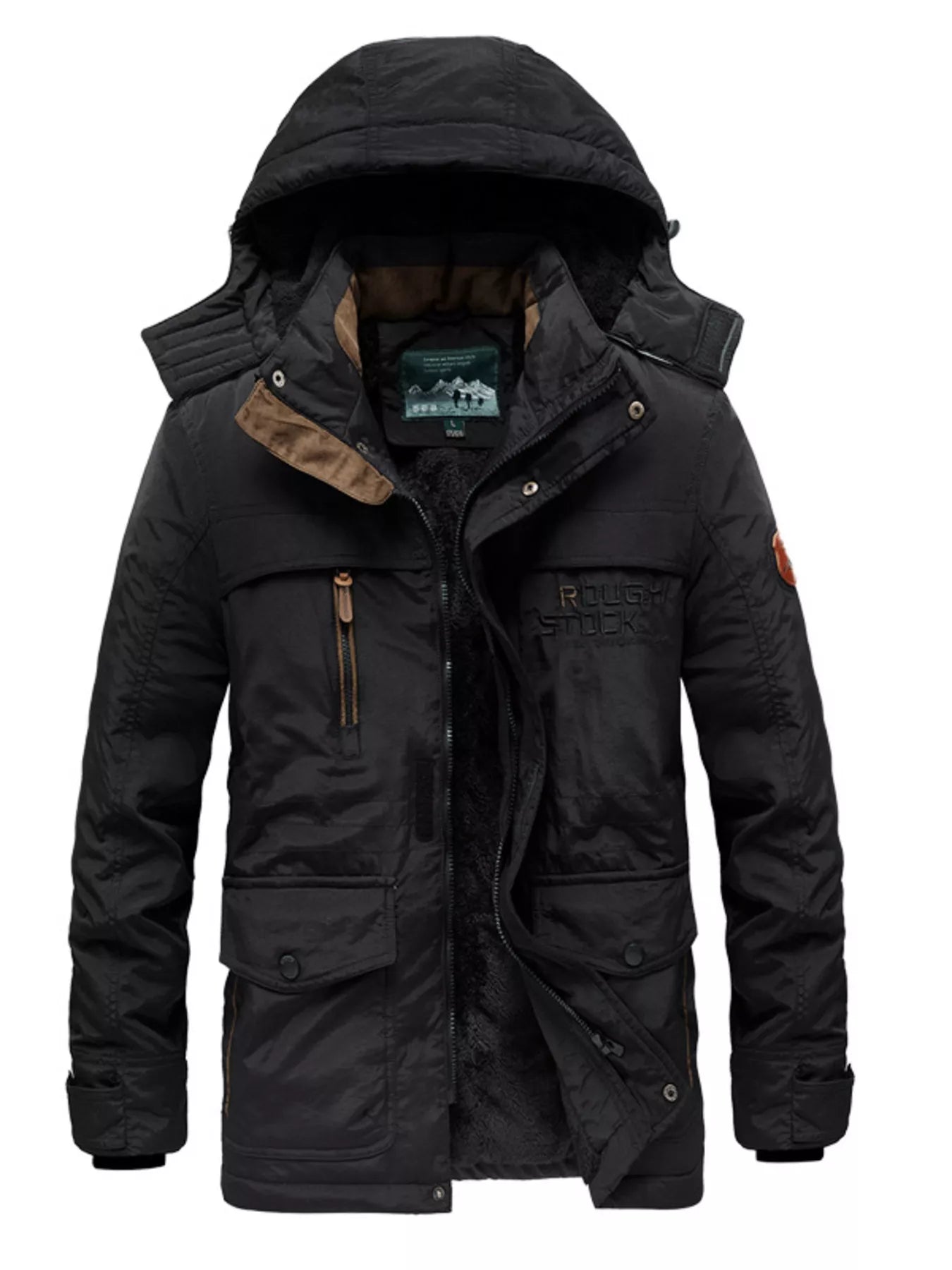 Men's Plus Size Zip Up Hooded Parka Coat