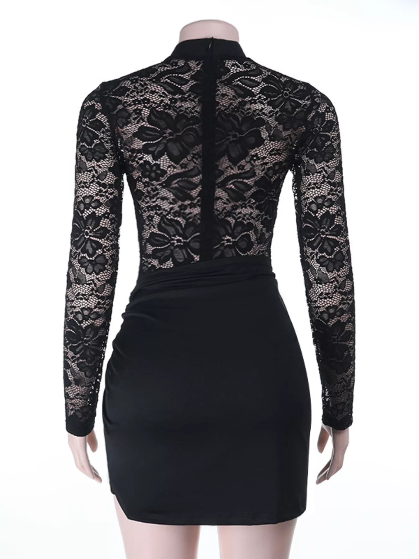 Lace Long Sleeve Bodycon Mini Dress