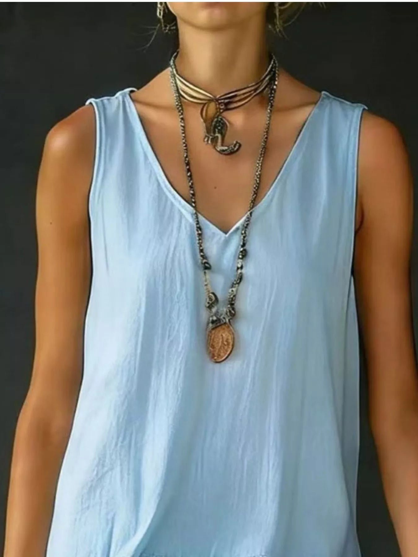 Full Size Ruffled Hem V-Neck Sleeveless Dress Plus Size