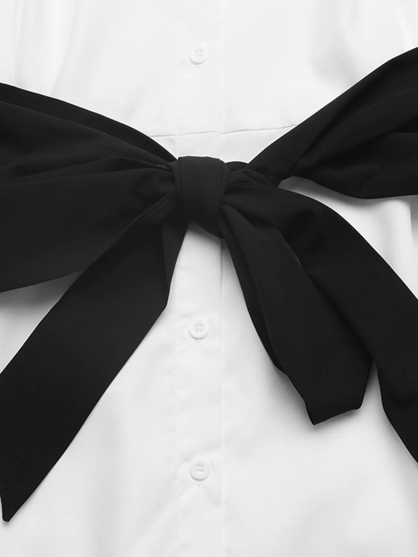 Contrast Bow Sleeveless Shirt Dress