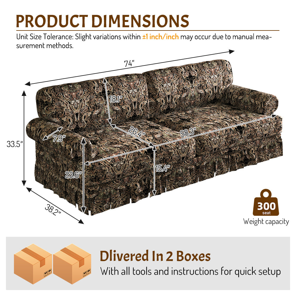 74" Luxurious 3-Seater Cloud Couch