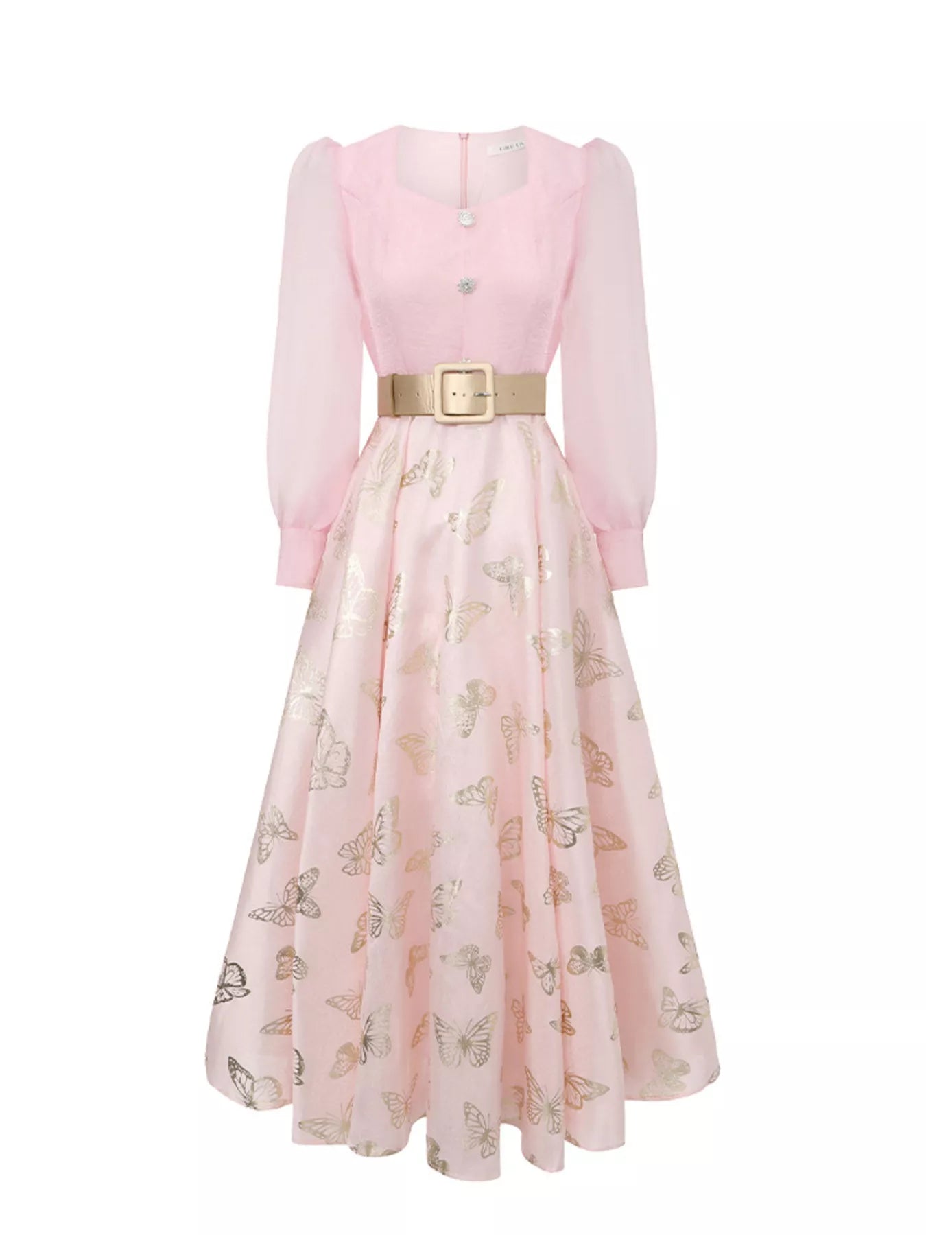 Butterfly Print Puff Sleeve Dress