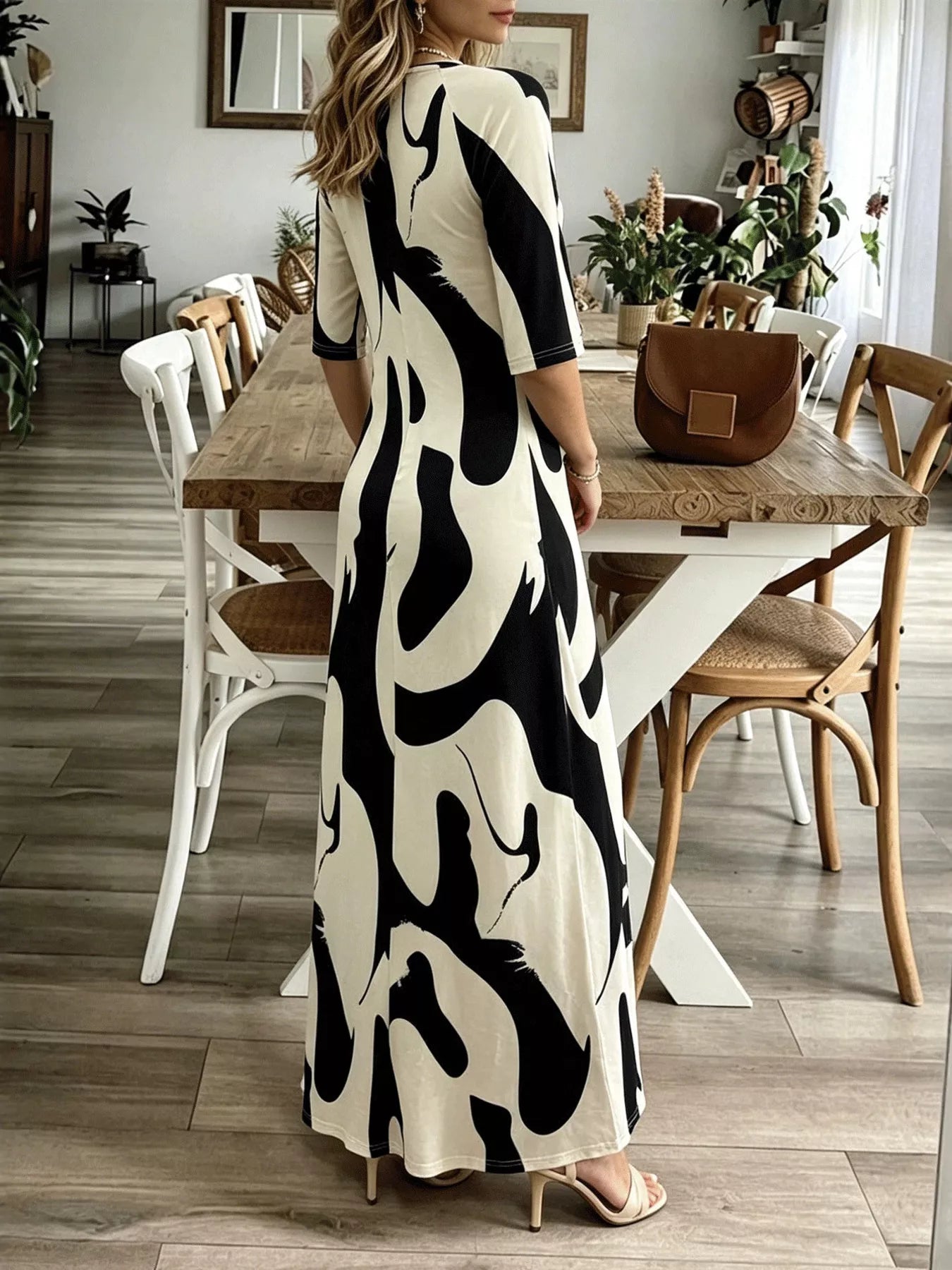 Abstract Print Casual Maxi Dress