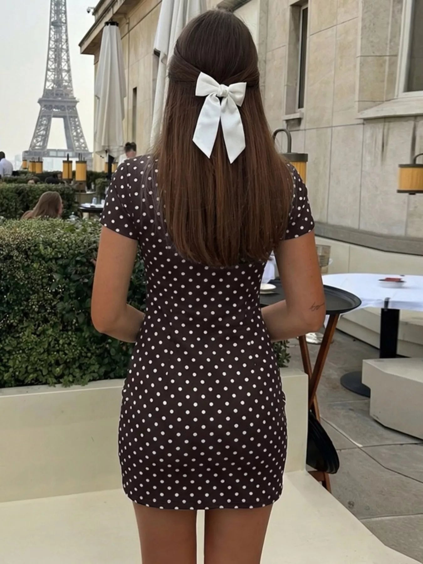 Polka Dot Cut-Out Front Mini Dress