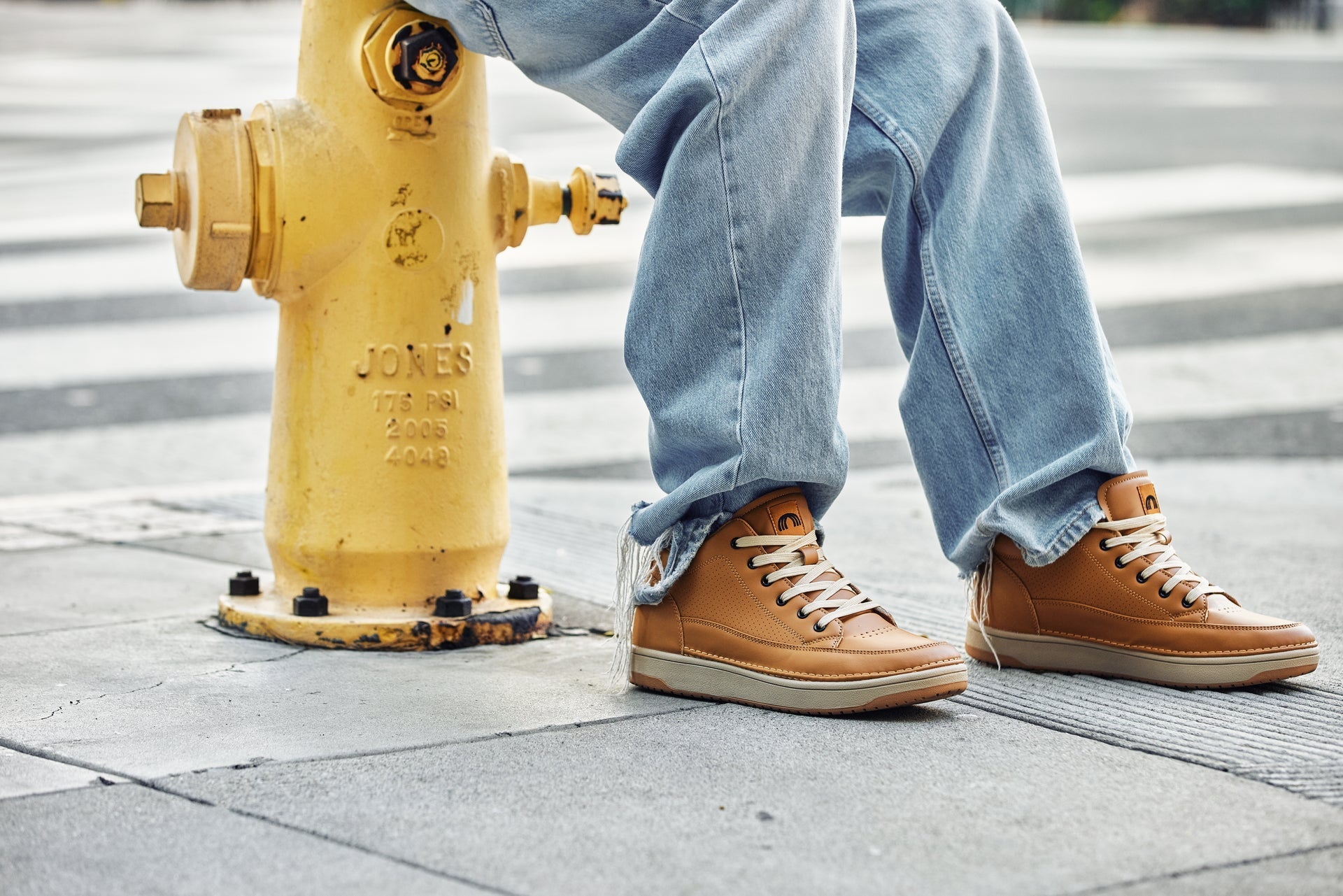 CALTO - Q274 - 2 Inches Taller (Camel Brown & Gum Sole) - Elevated Leatherette Micro-Perforated Sneakers - Overture Gifts