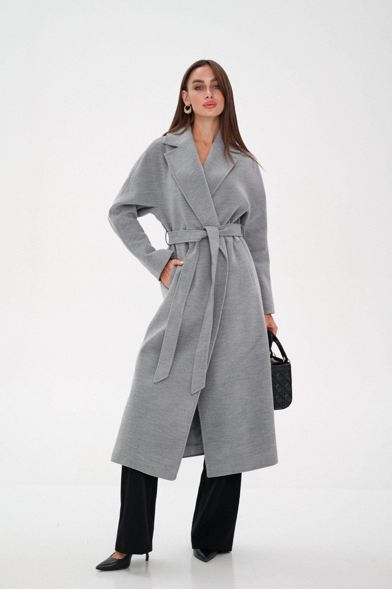 Cambridge Comfort Wraparound Wool Cashmere Coat in Dove - Overture Gifts