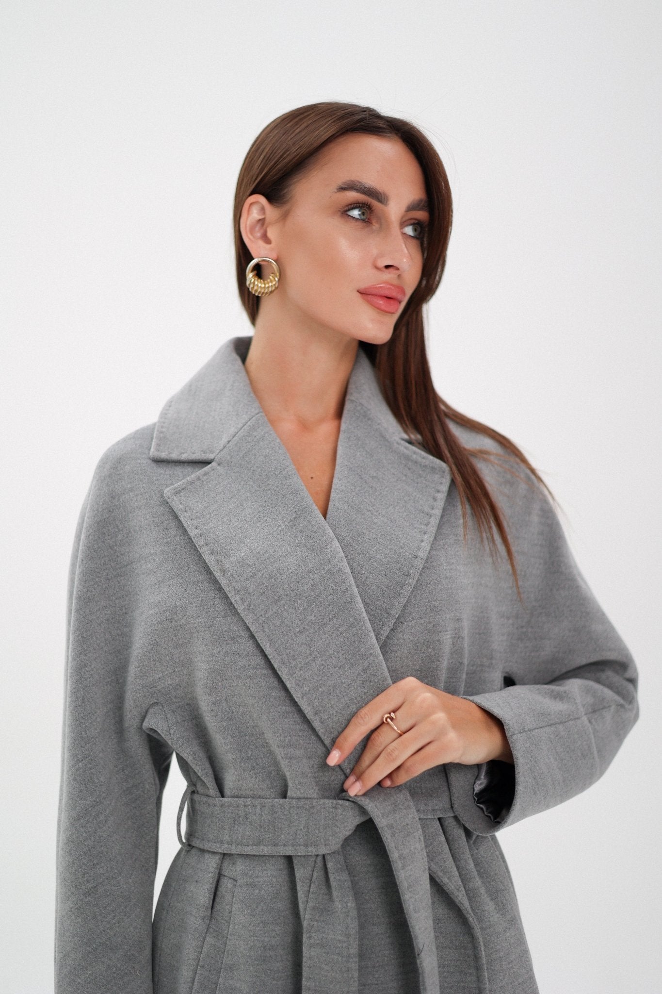 Cambridge Comfort Wraparound Wool Cashmere Coat in Dove - Overture Gifts