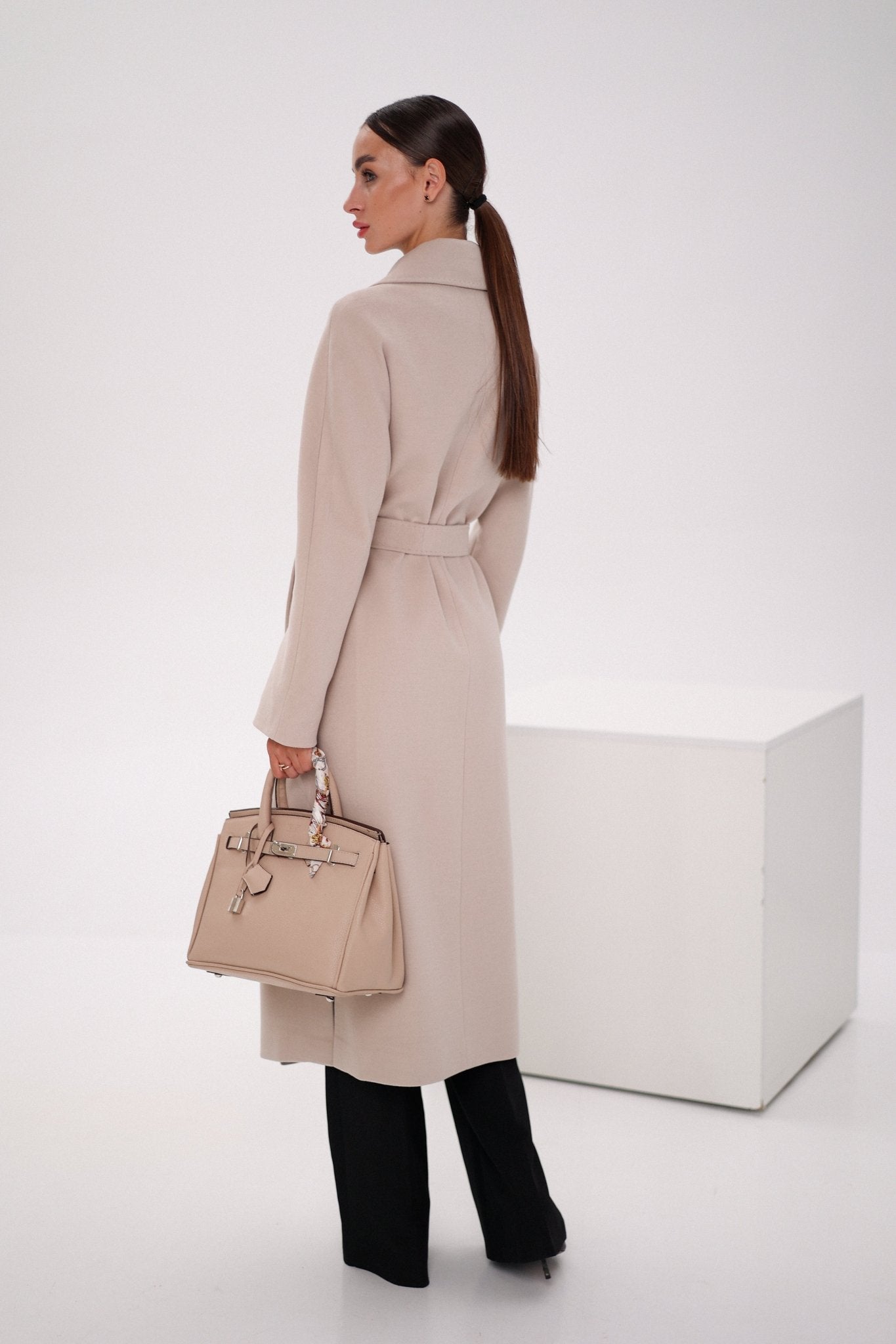 Cambridge Comfort Wraparound Wool Cashmere Coat in Nude - Overture Gifts