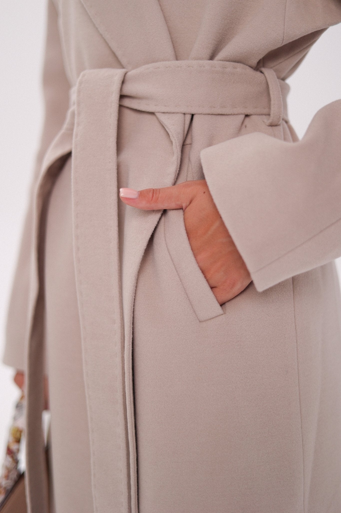 Cambridge Comfort Wraparound Wool Cashmere Coat in Nude - Overture Gifts