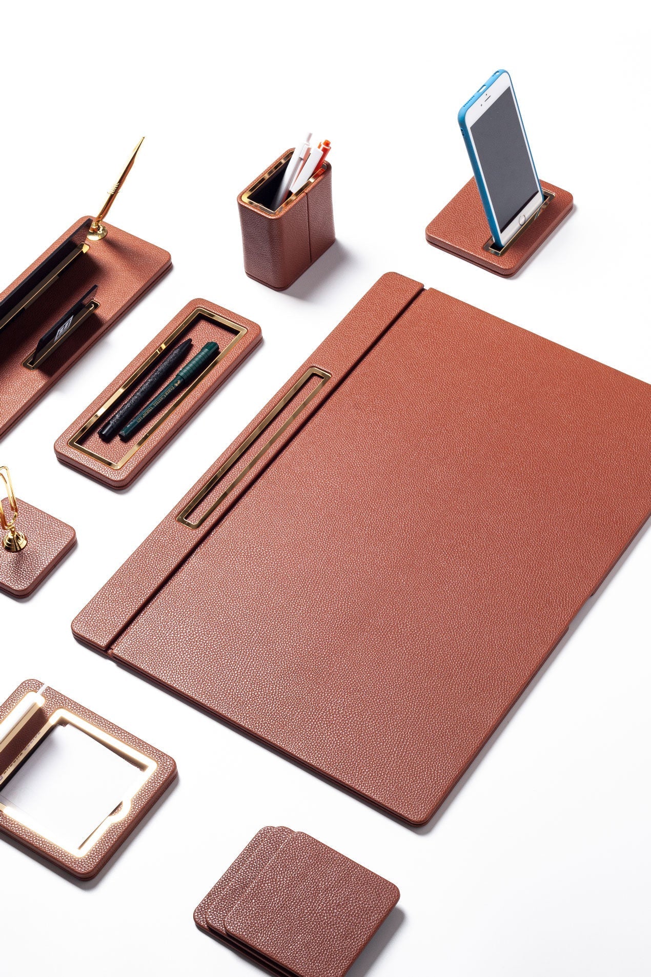 Capella Leather Desk Set Taba 8 Pieces Covered Model - Overture Gifts