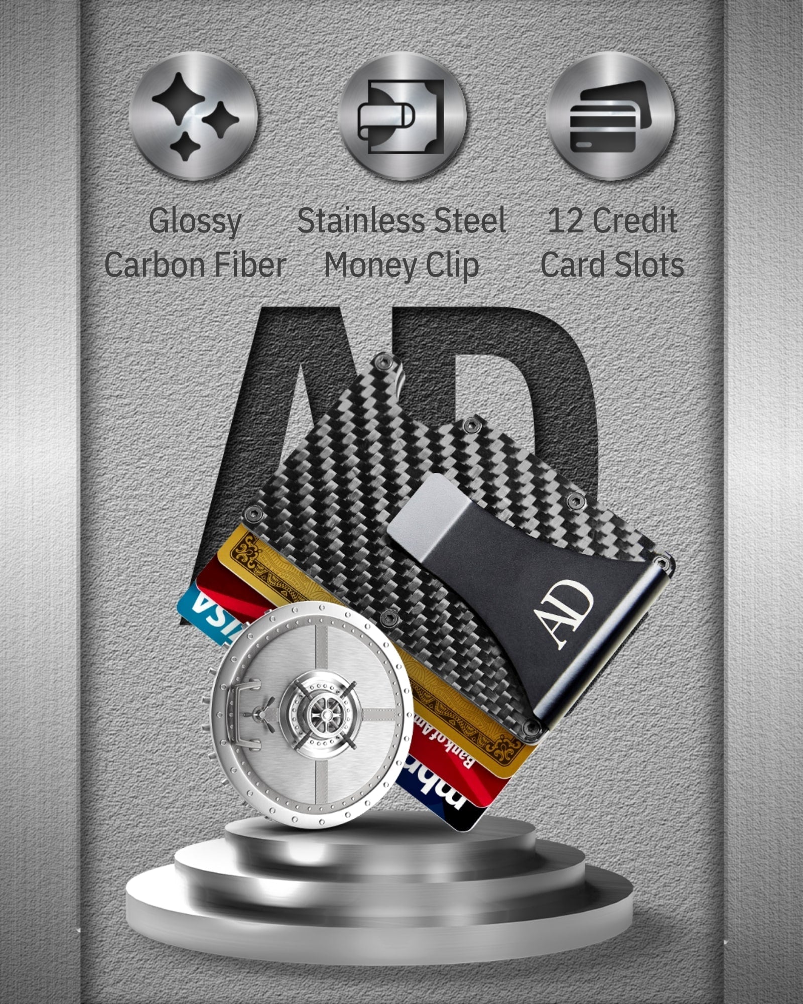 Carbon Fiber Money Clip Card Case – RFID Blocking, Holds 12 Cards - Overture Gifts
