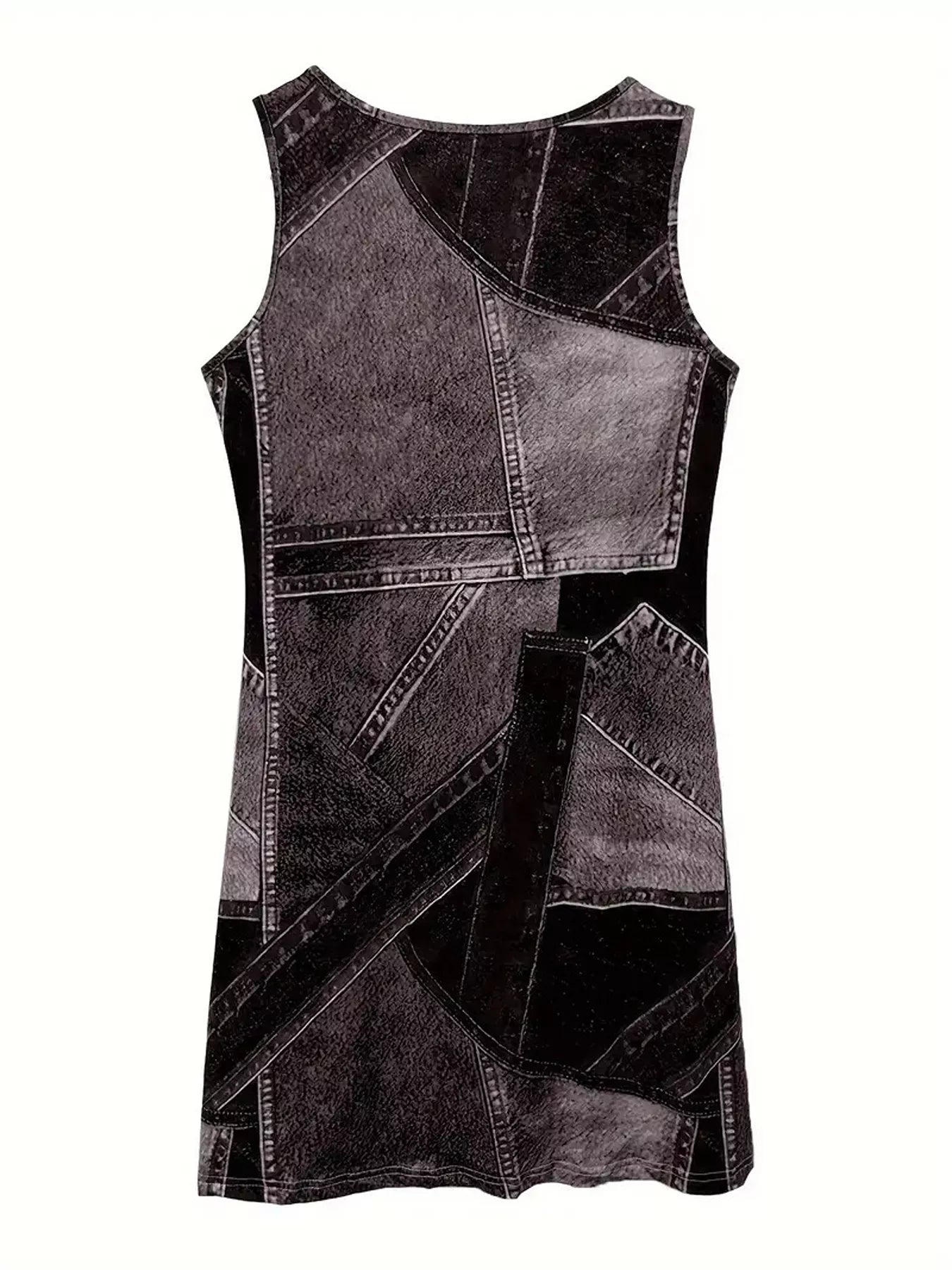 Patchwork Denim Sleeveless Dress