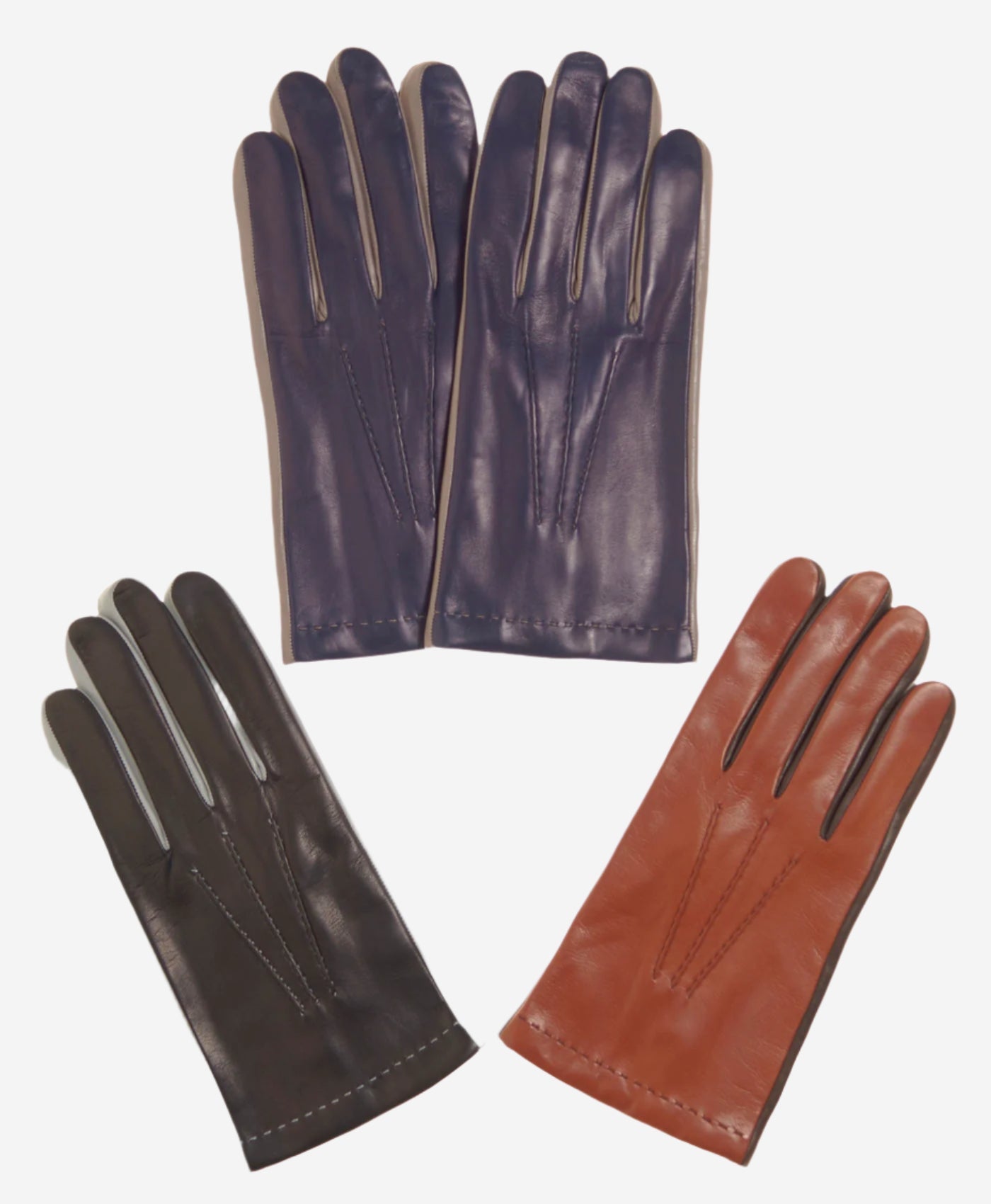 CC3592 (blue) - Men’s Italian leather gloves with two-tone contrast colors