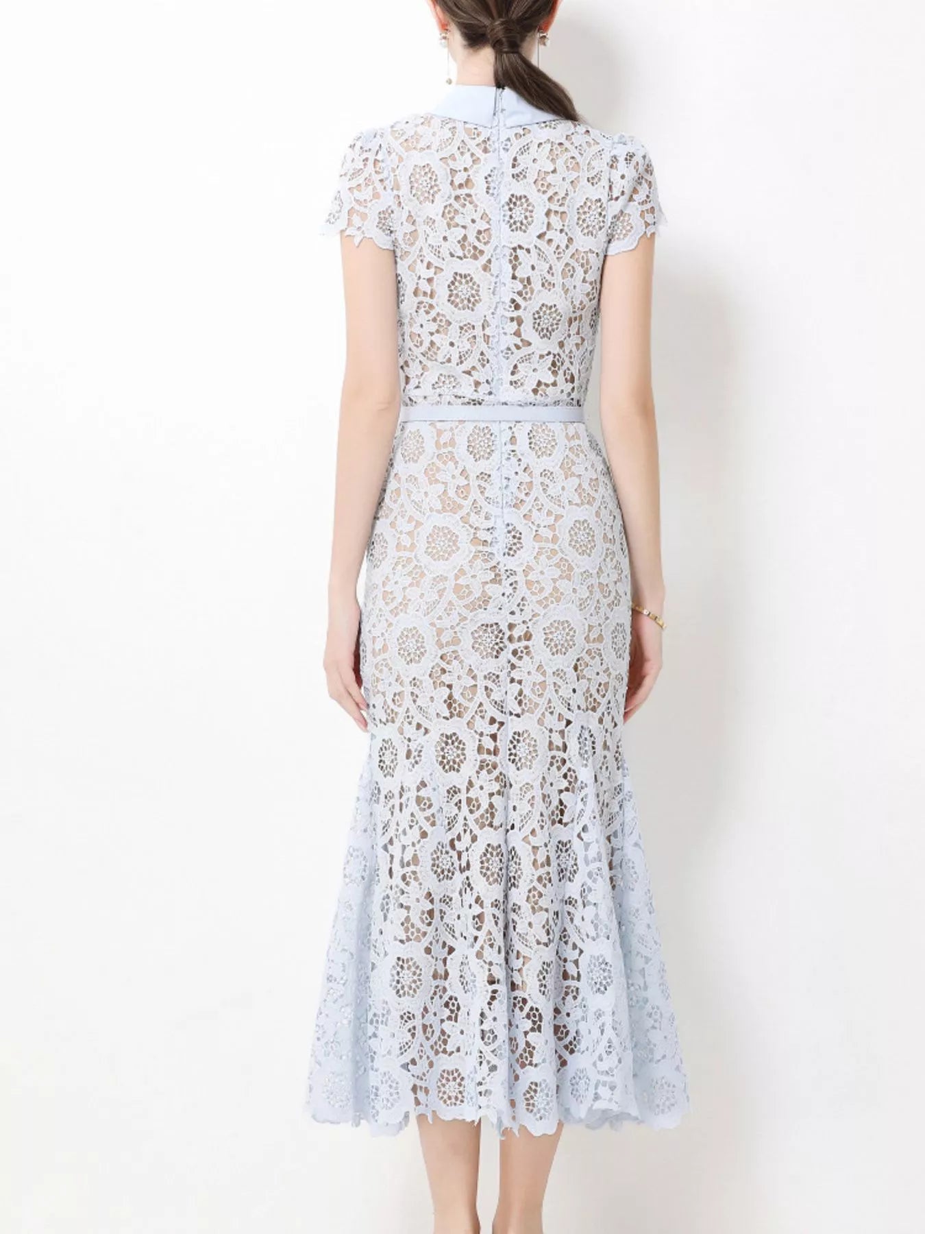 Lace Short Sleeve Midi Dress