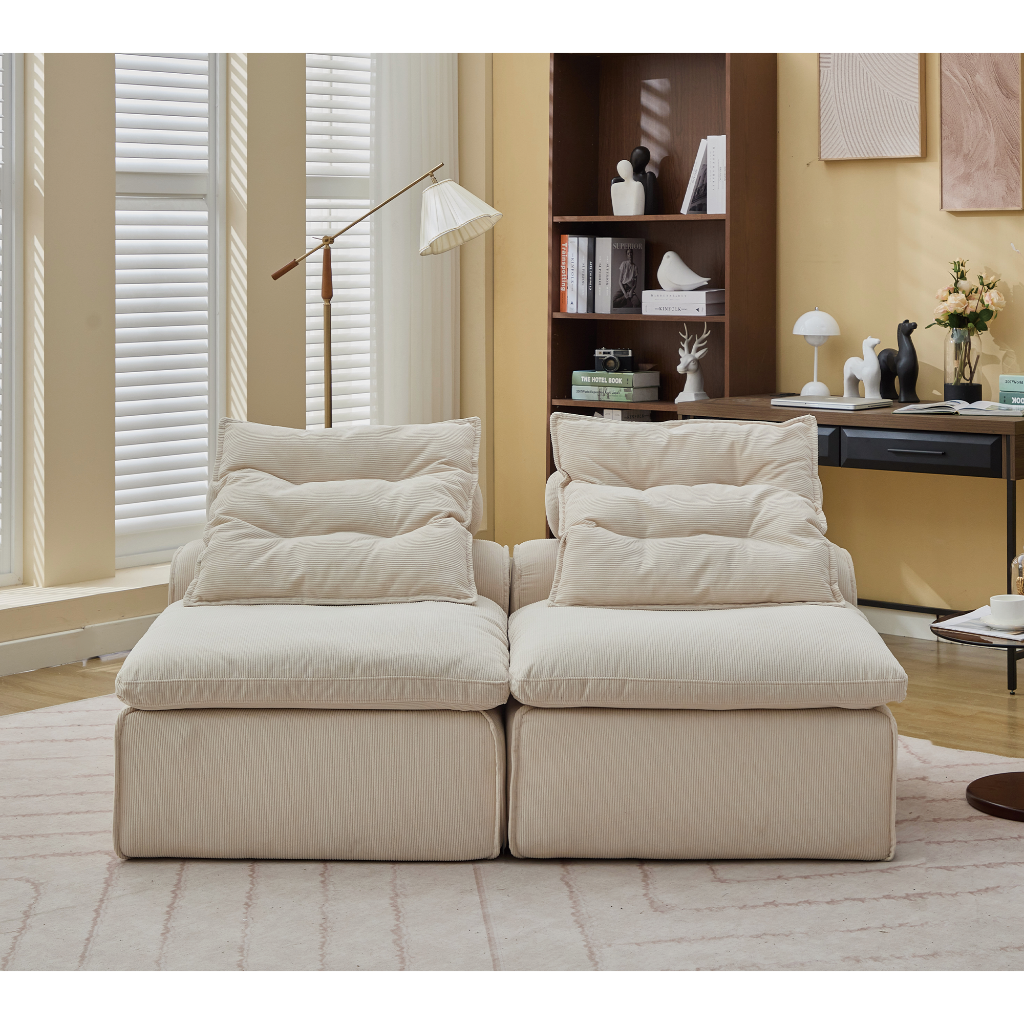 Modular Sofa with Soft Corduroy Fabric