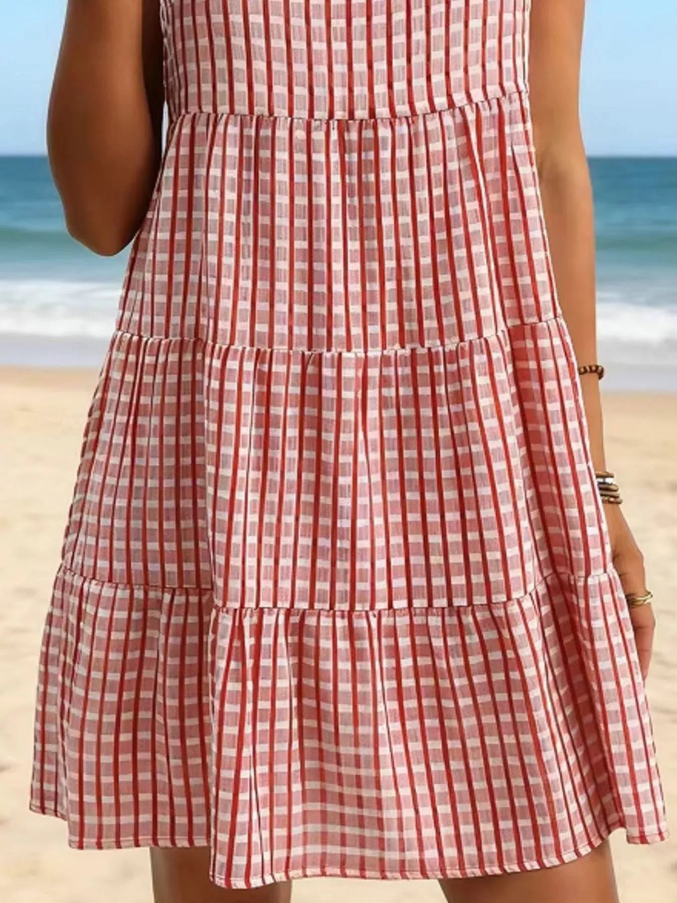 Textured Sleeveless Tiered Mini Dress