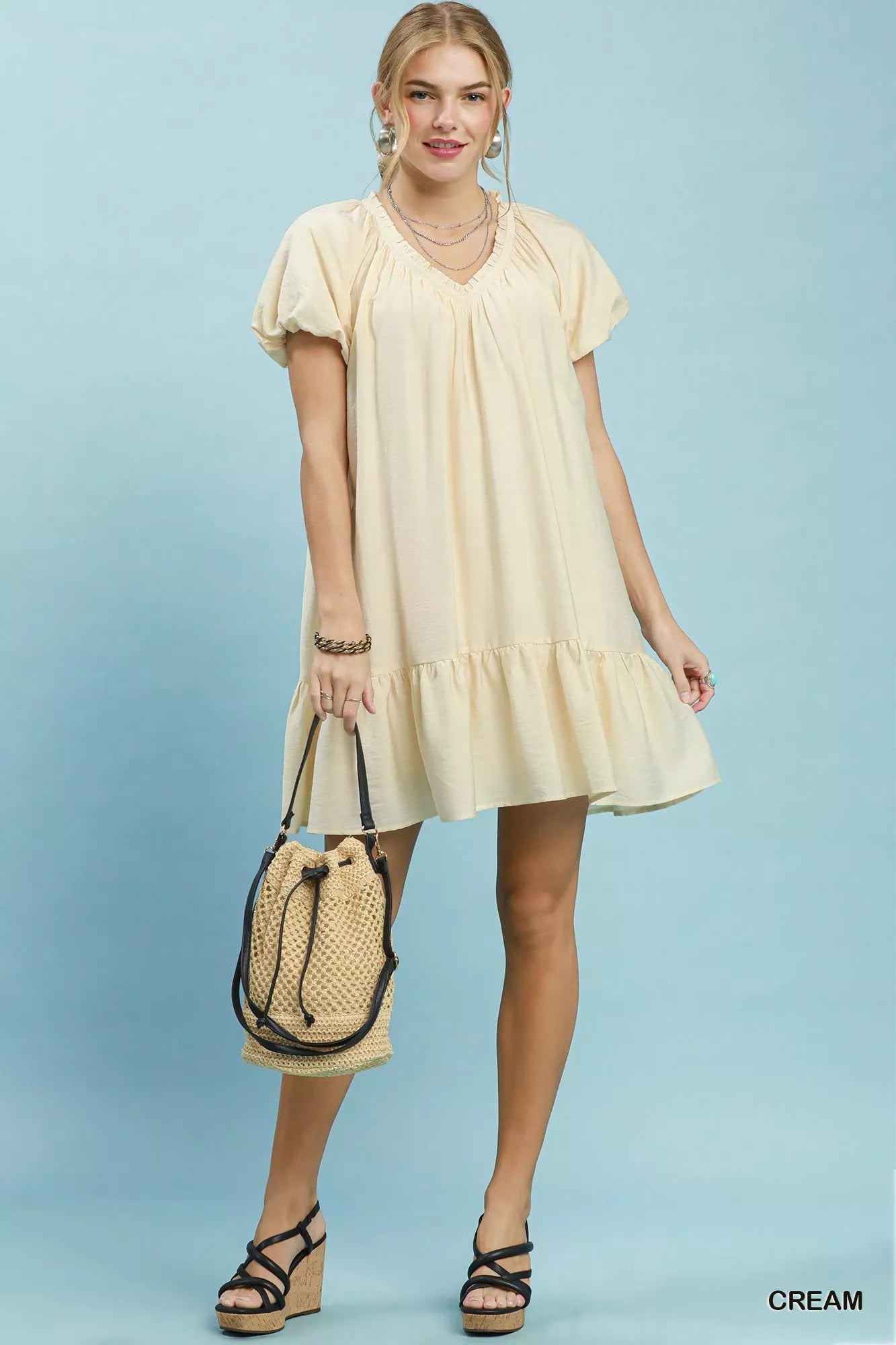 Umgee Ruffle Hem Shift Mini Dress