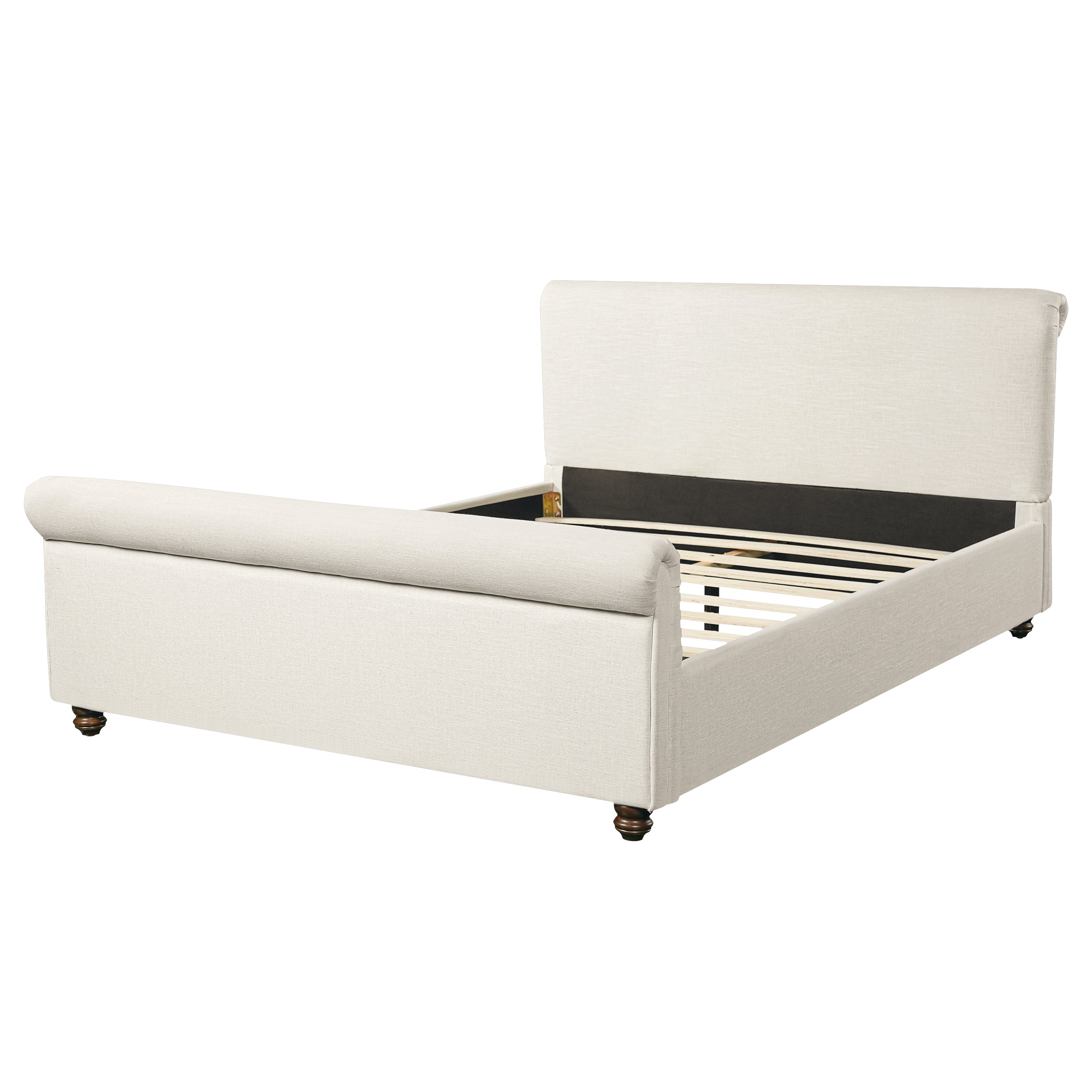 Queen Size Upholstered Bed Frame With Linen Fabric
