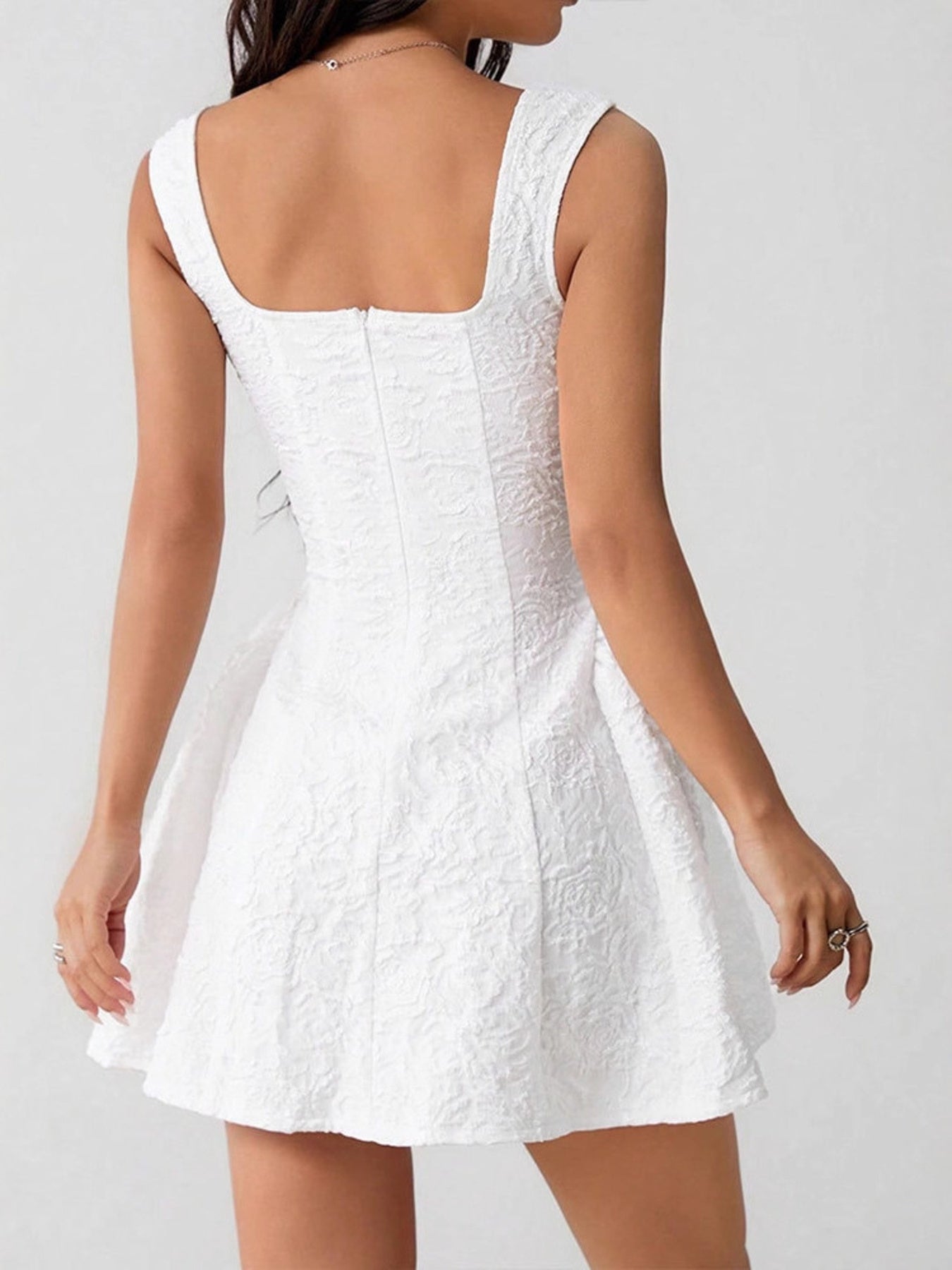 Textured Square Neck Mini Dress