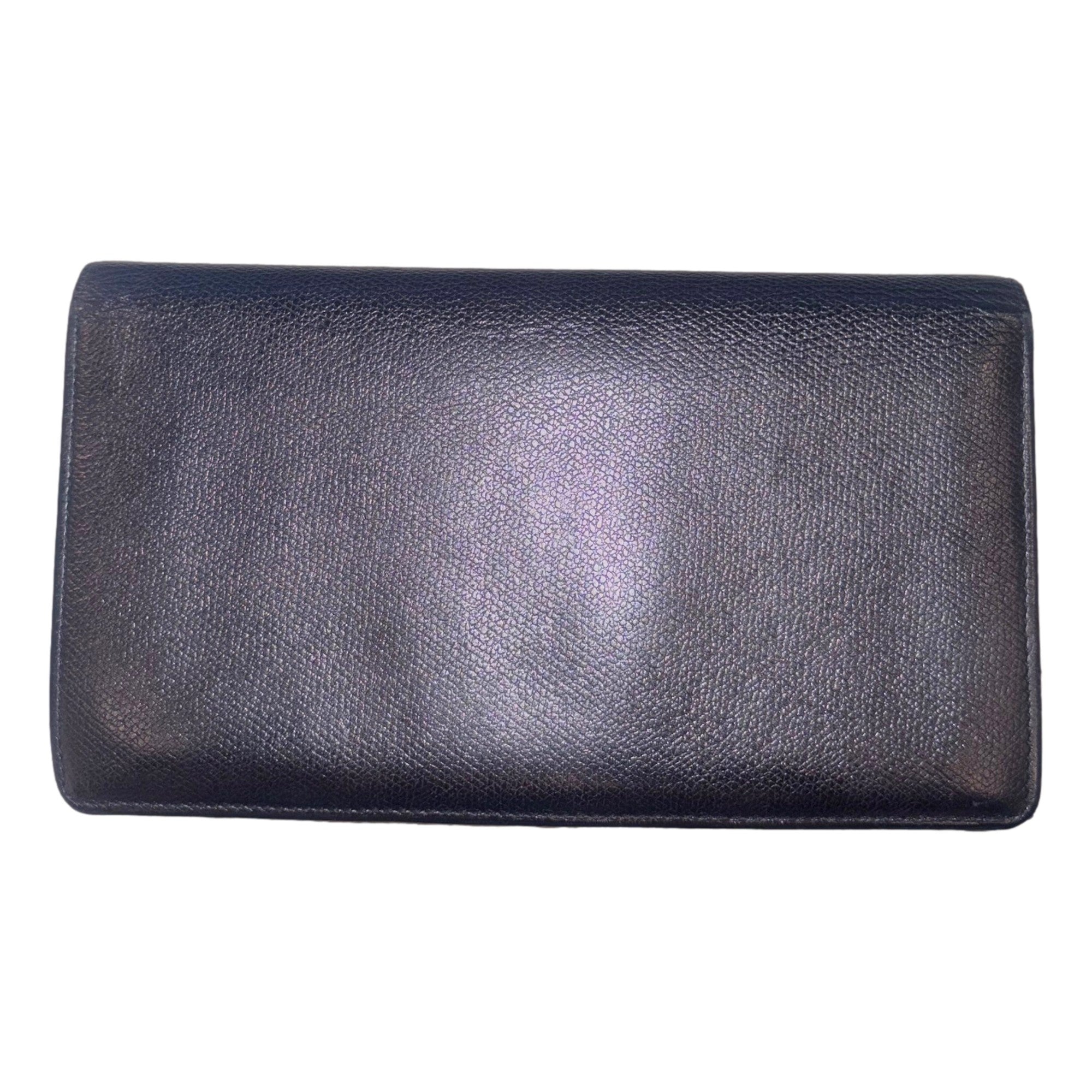 Chanel Vintage Yen Black Caviar Leather Long Wallet