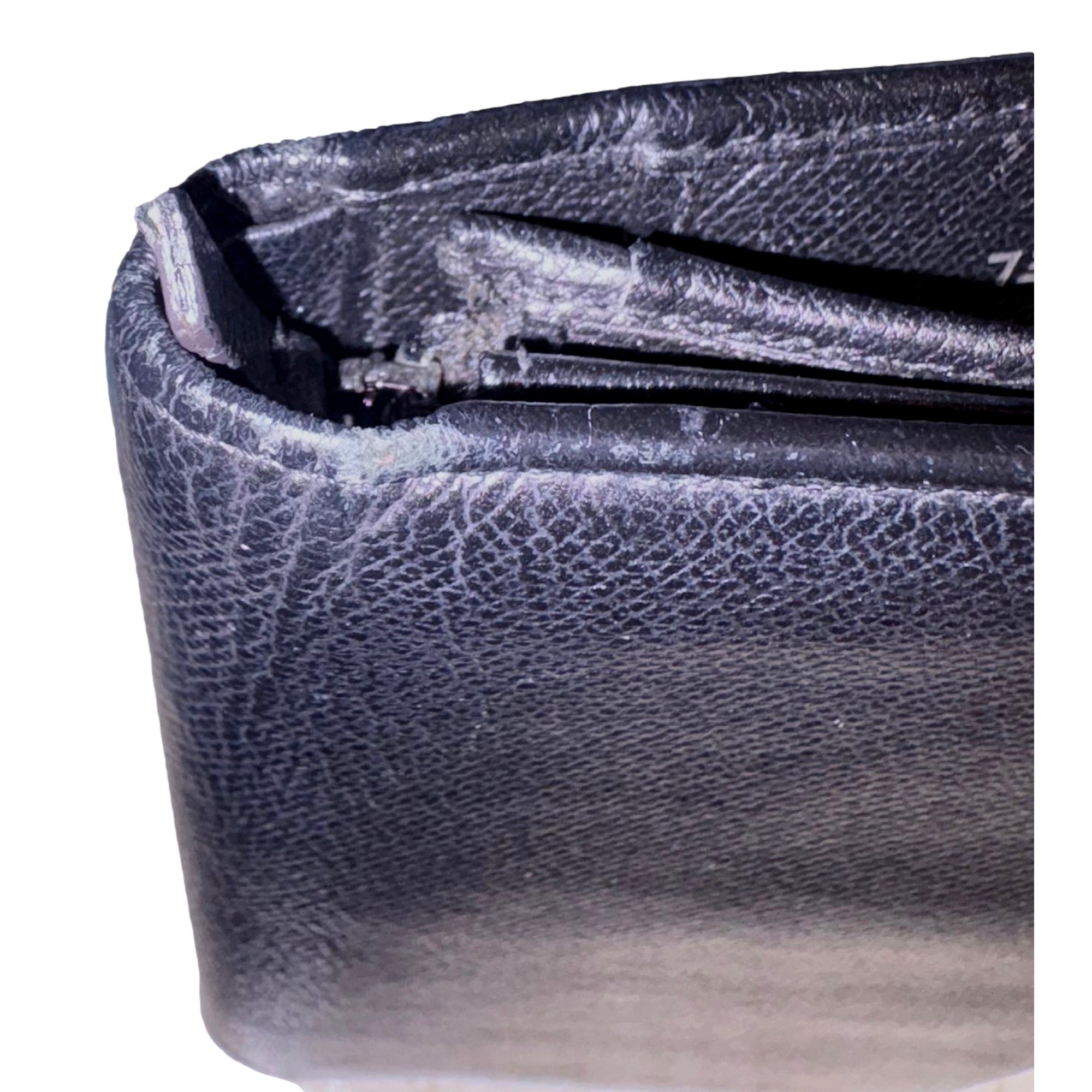 Chanel Vintage Yen Black Caviar Leather Long Wallet