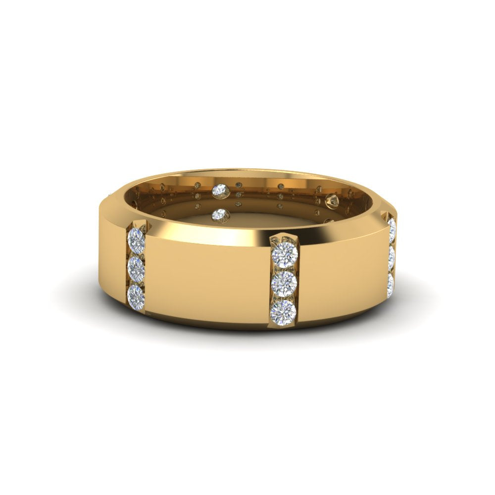 Channel Set 3 Stone Mens Anniversary Ring