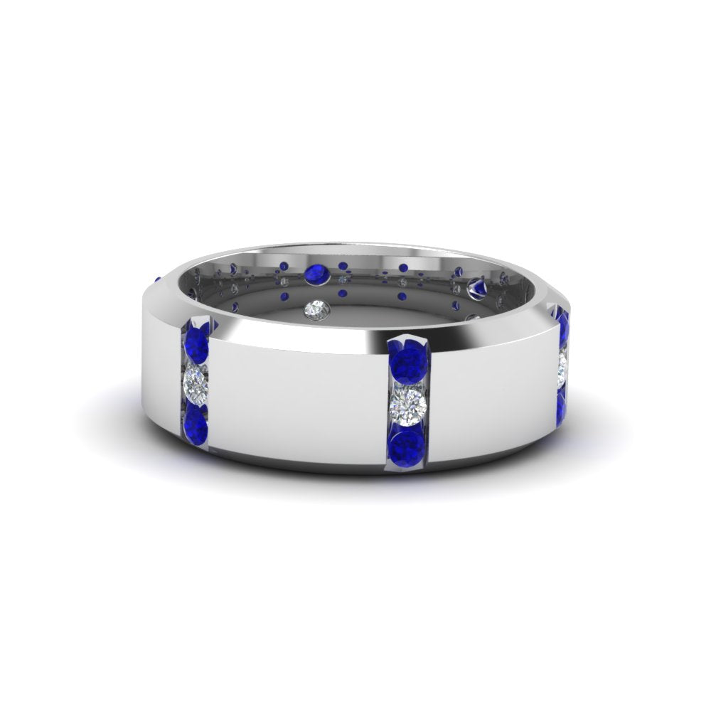 Channel Set 3 Stone Mens Anniversary Ring