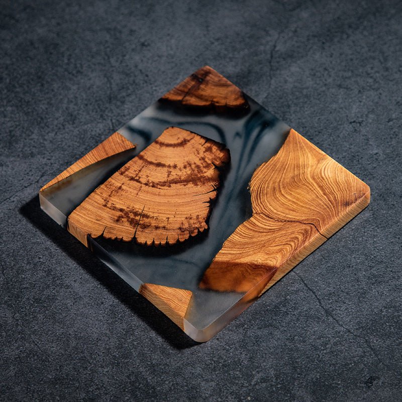 Chinese Tea Ceremony Coaster Set, 6-Piece Resin & Wood - Overture Gifts