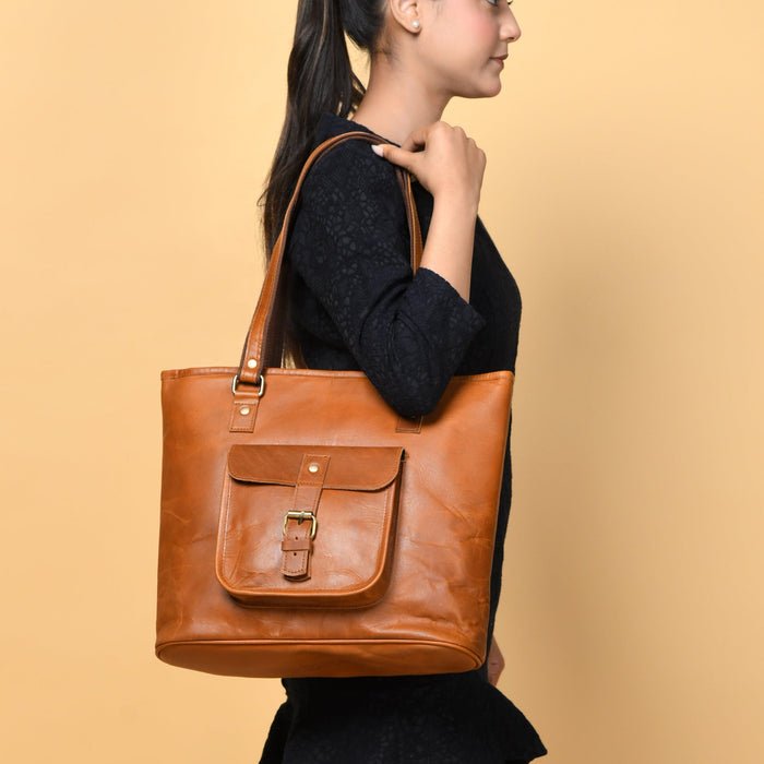 Classic Chic Genuine Leather Tote - Overture Gifts