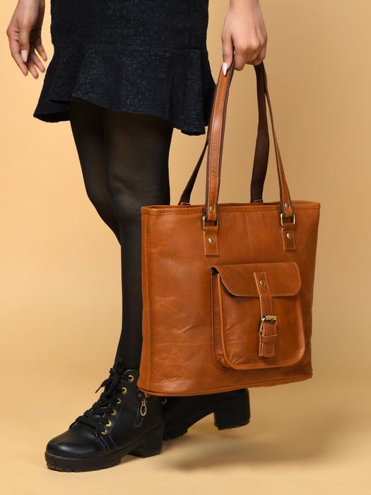 Classic Chic Genuine Leather Tote - Overture Gifts