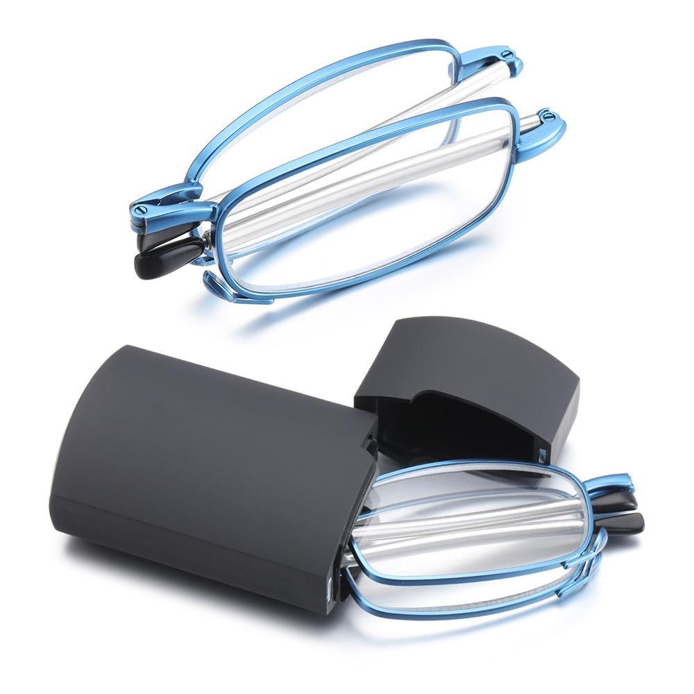 Classic Fashionable Folding Reading Glasses With Case For Men Women Telescopic Rotation Eyeglasses Includes Glasses Case Blue Light Blocking Reading Glasses Folding Reading Glasses, Small Folding Readers for Men Women