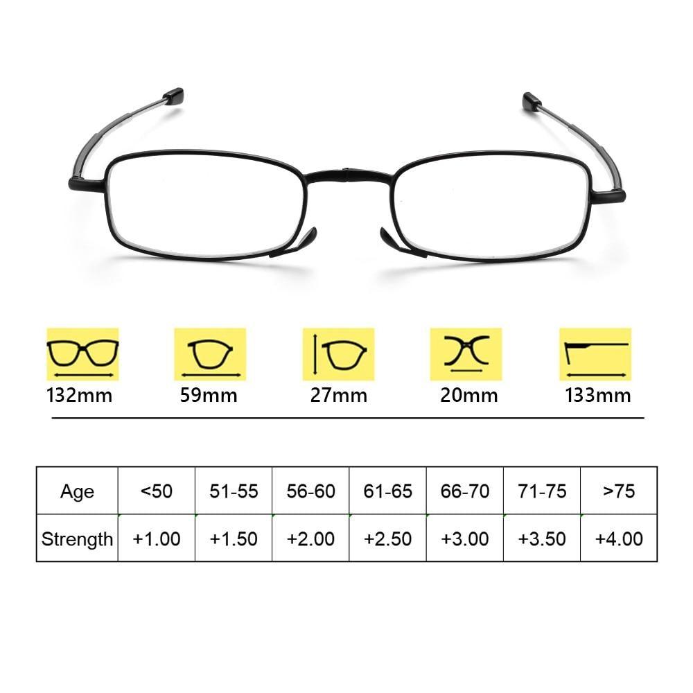 Classic Fashionable Folding Reading Glasses With Case For Men Women Telescopic Rotation Eyeglasses Includes Glasses Case Blue Light Blocking Reading Glasses Folding Reading Glasses, Small Folding Readers for Men Women