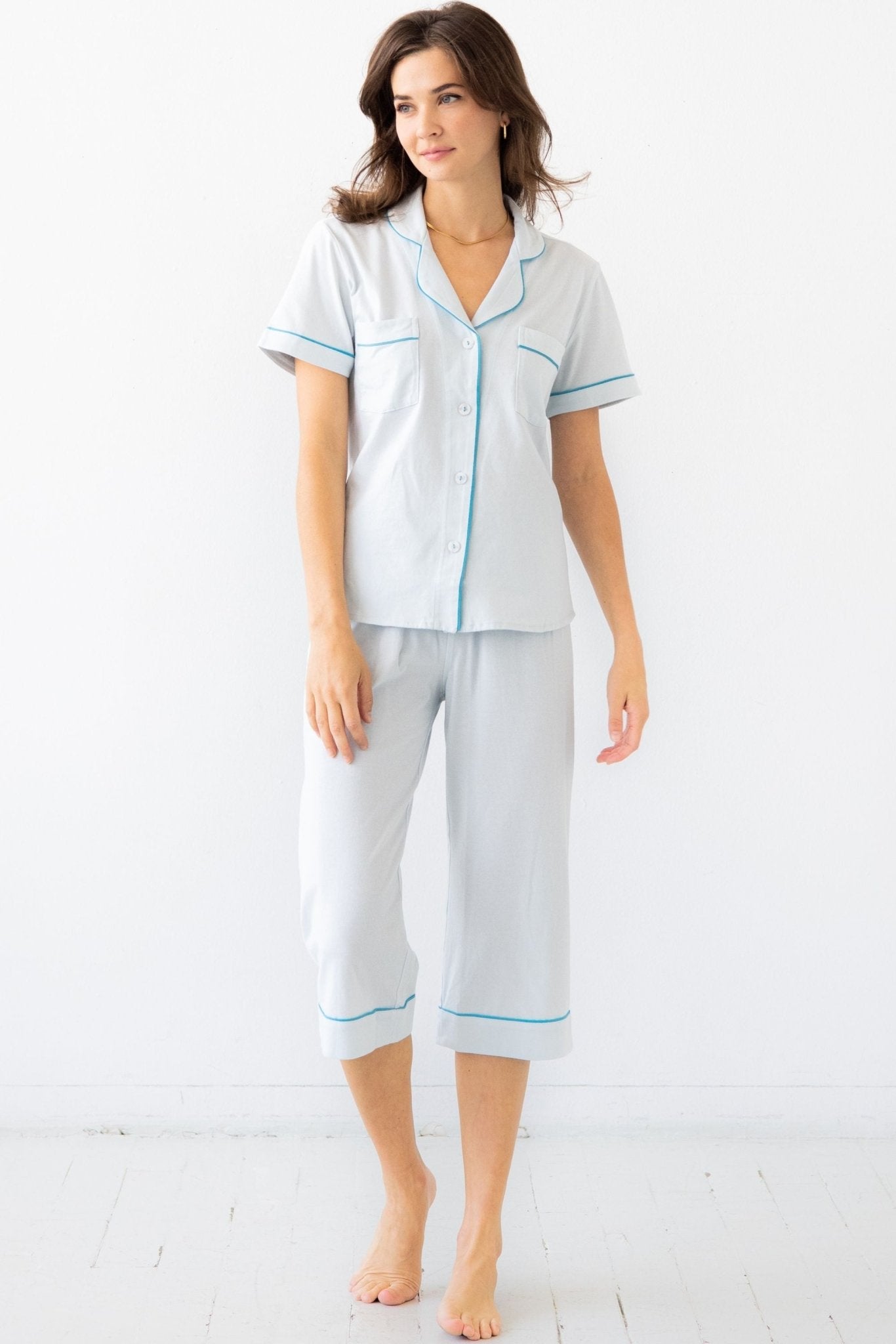 Classic Luxury Capri Pajamas in Brushed Pima Cotton - Overture Gifts