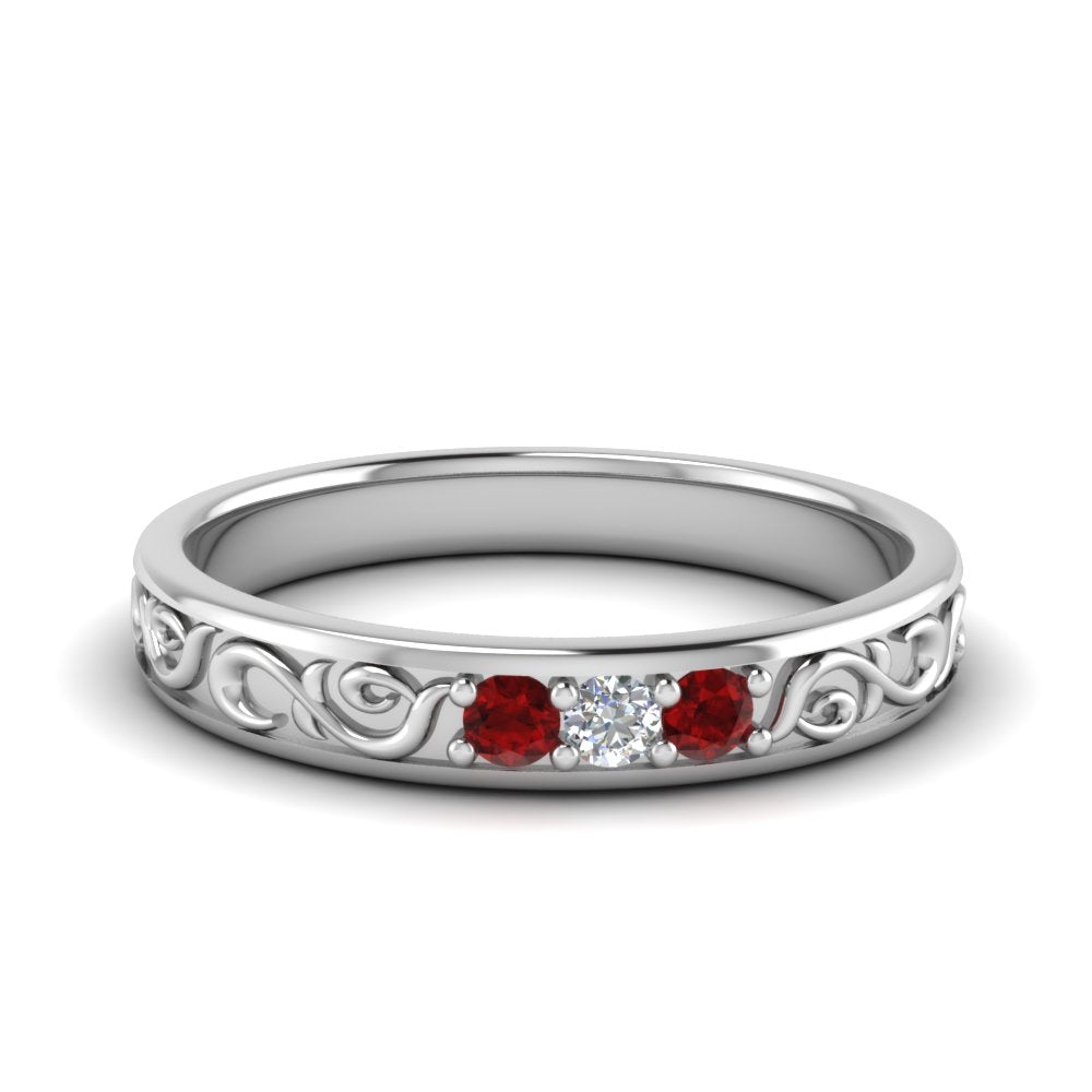Classic Mens 3 Stone Wedding Band